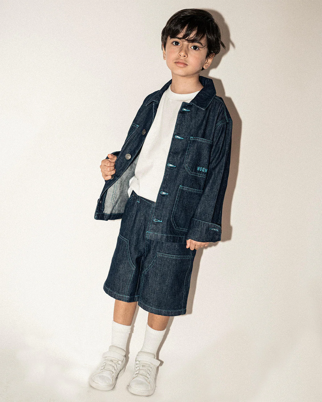 Msgm Kids Giacca in Denim Lavaggio 0 per Bambini