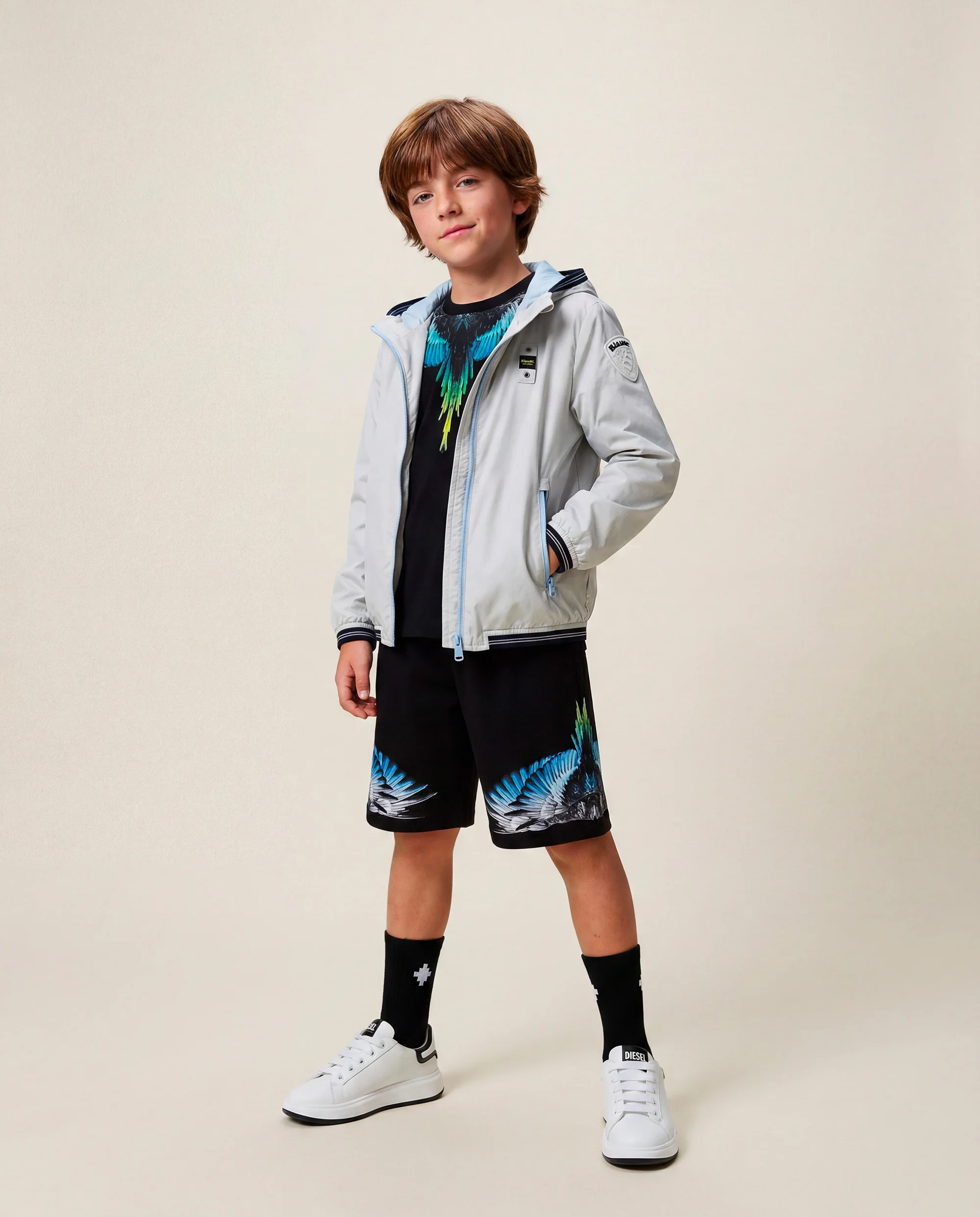 Marcelo Burlon County of Milan Kids T-Shirt Nero con Stampa Ali per Bambini