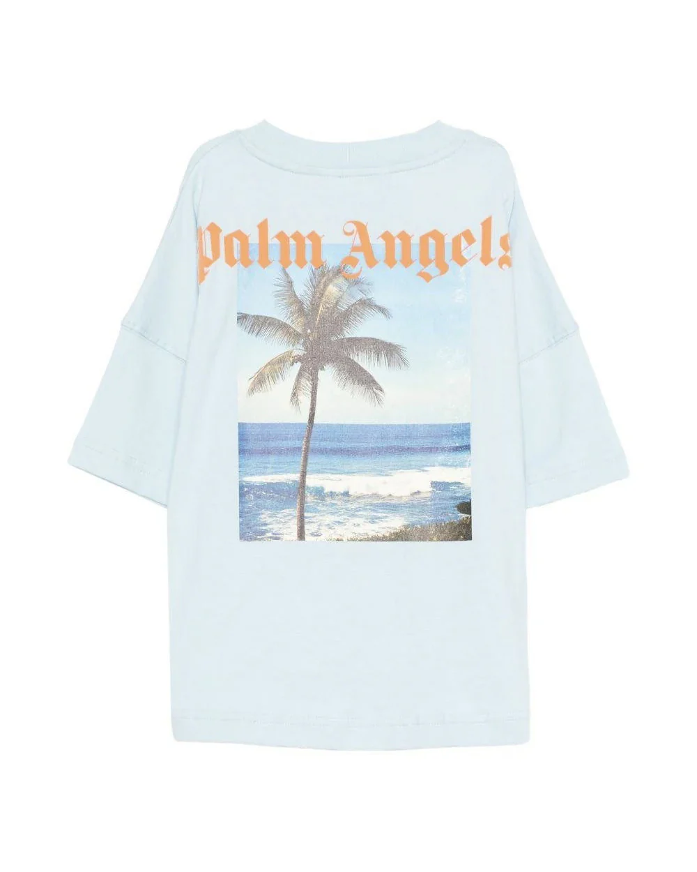 Palm Angels Kids T-Shirt Celeste con Stampa per Bambini