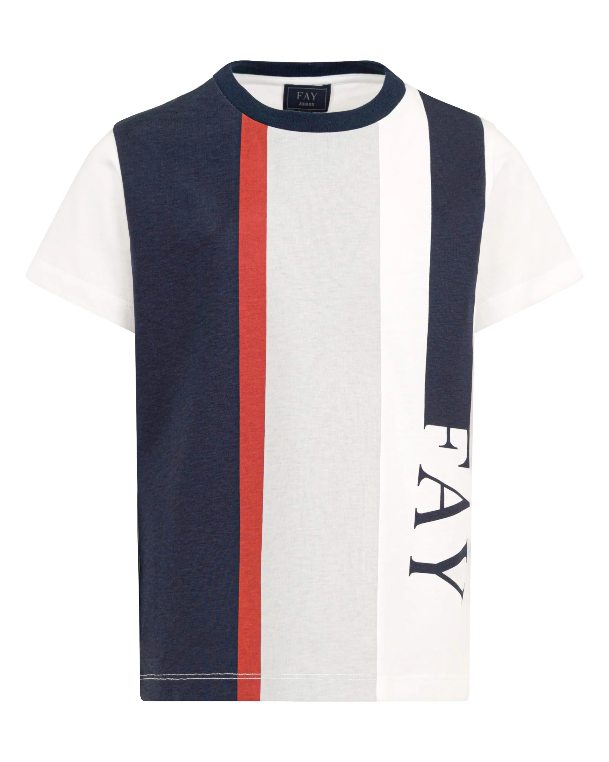 Fay Kids T-Shirt Bianca/Blu con Logo per Bambini