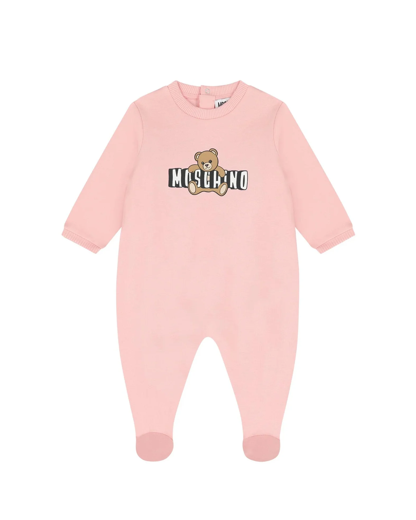 Moschino Kids Tutina Rosa con Stampa Logo Teddy Bear per Neonate