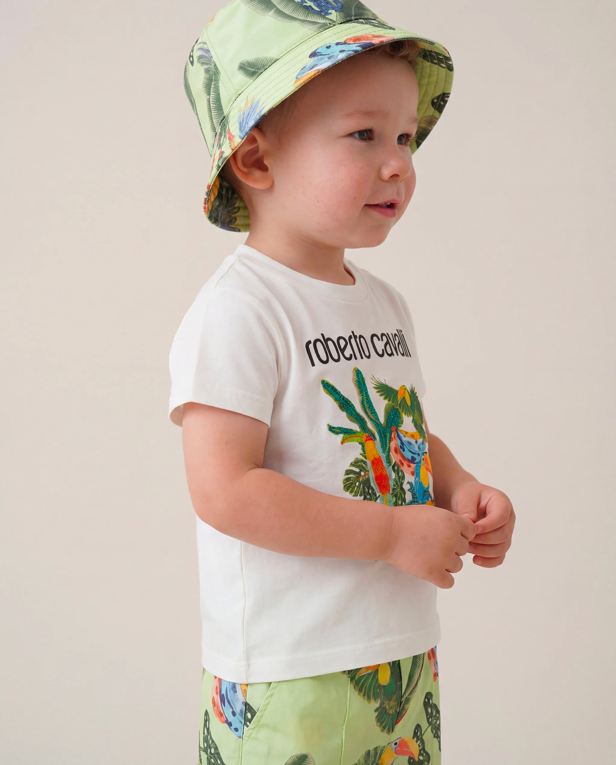 Roberto Cavalli Kids T-shirt Bianca con Stampa a Fantasia Unisex per Neonati