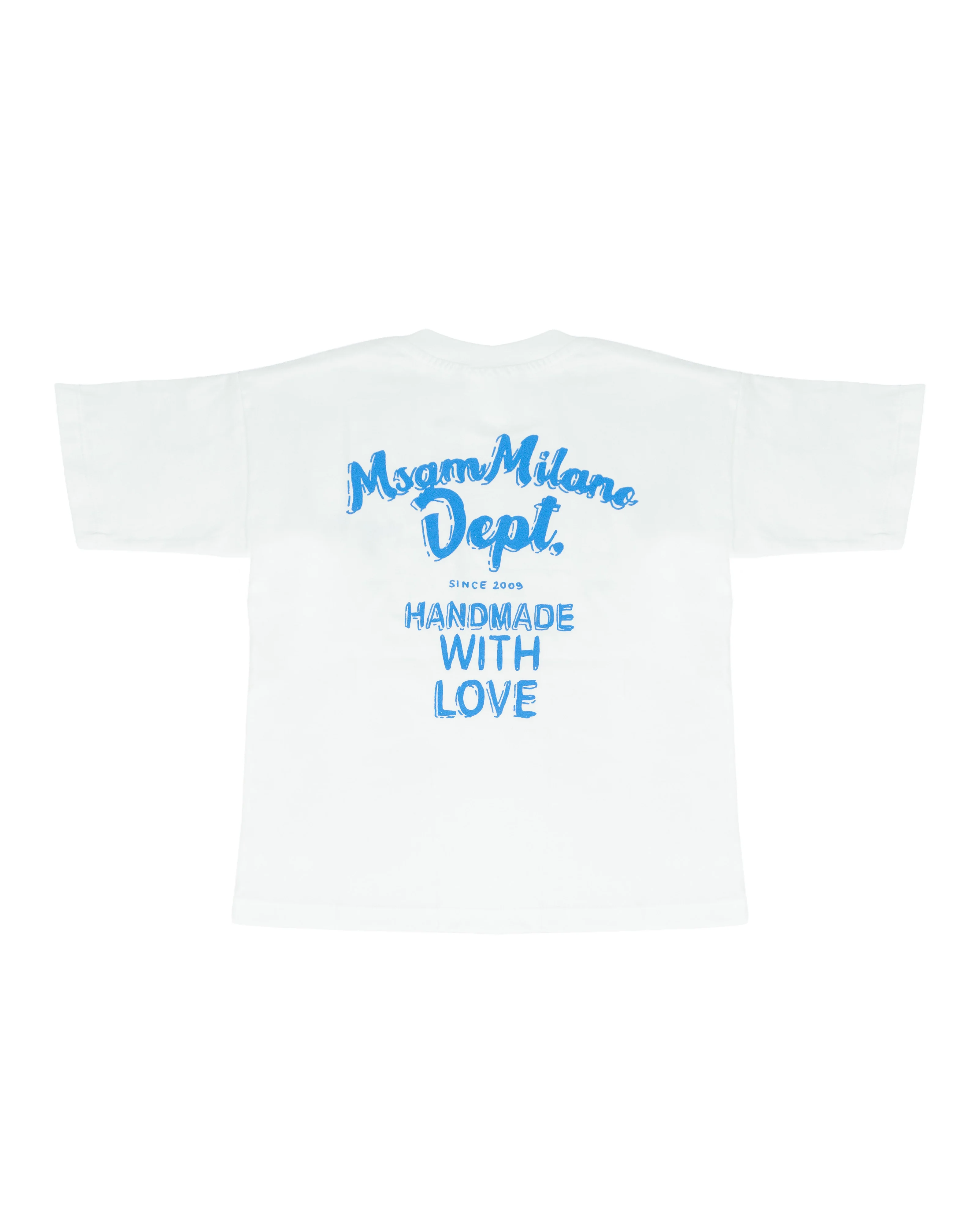 Msgm Kids T-Shirt Bianco con Logo Stampato a Contrasto per Bambini