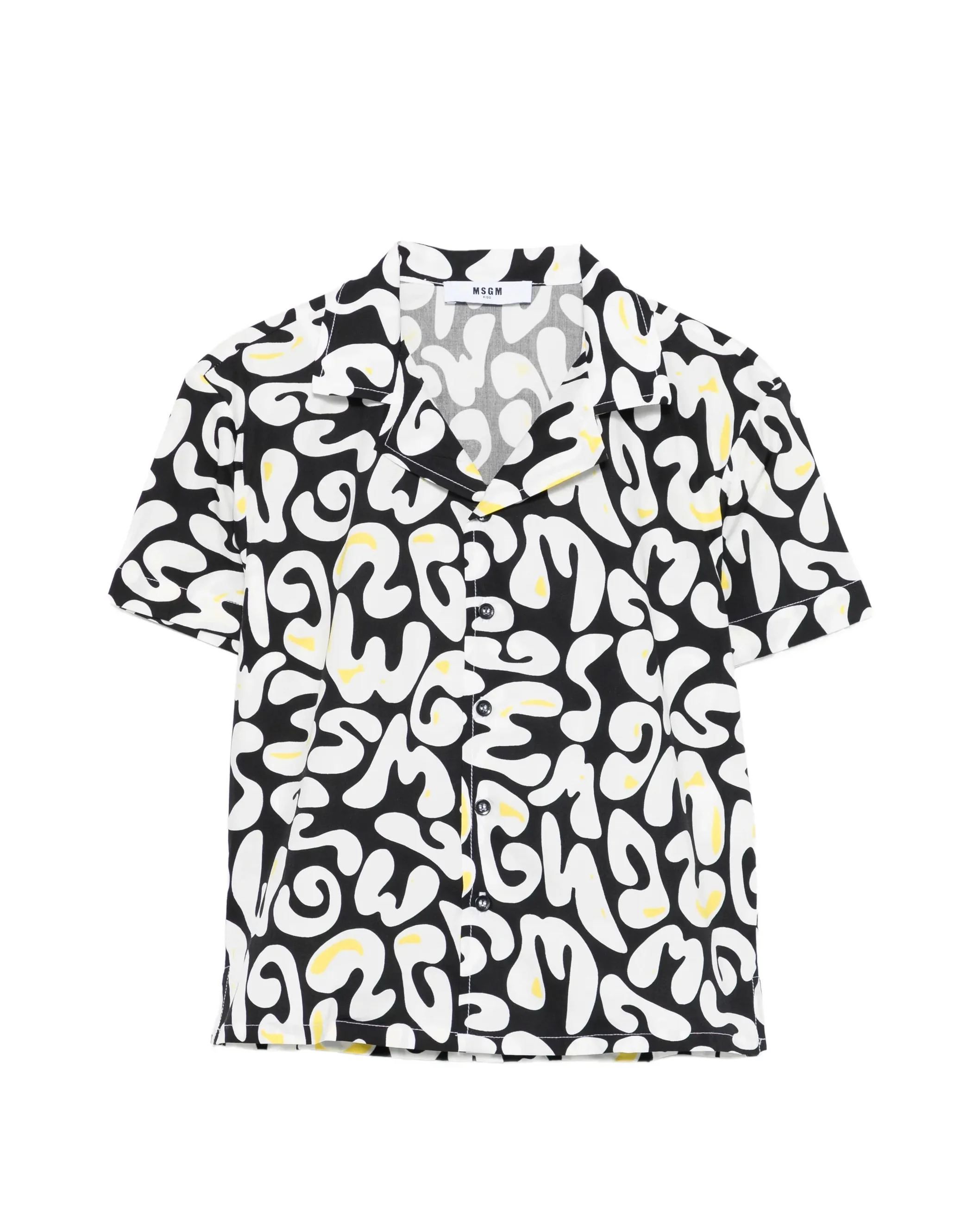 Msgm Kids Camicia Nero con Logo All-Over per Bambini