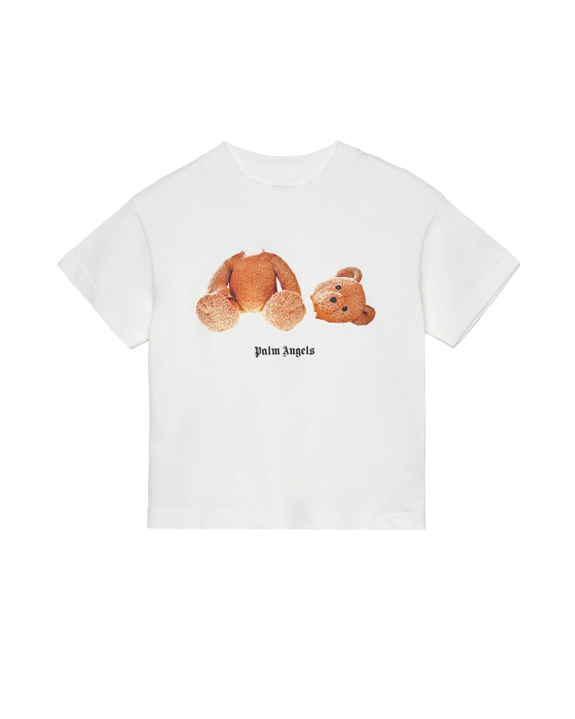 Palm Angels Kids T-Shirt Bianco con Stampa Orsetto per Bambini
