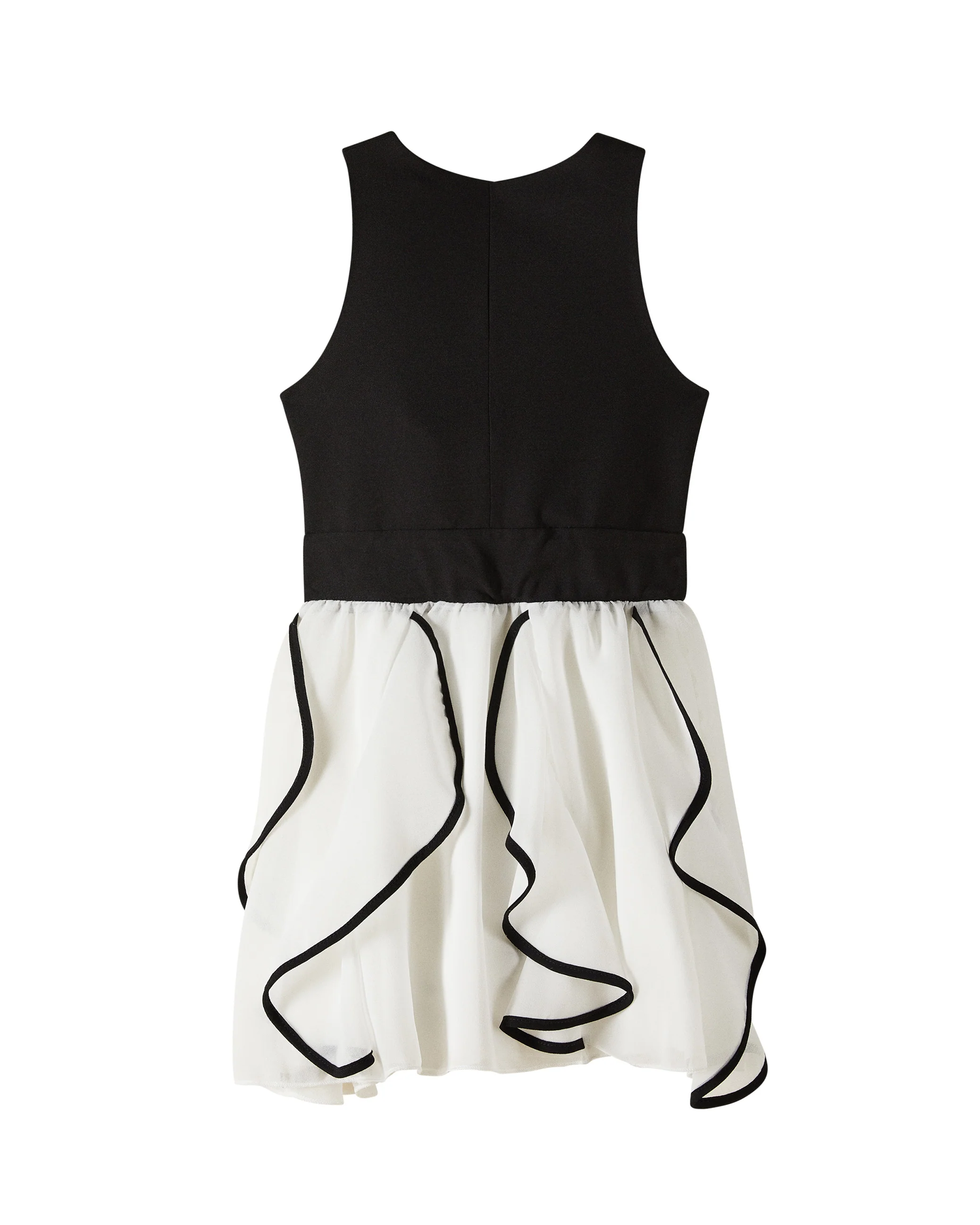 Patrizia Pepe Kids Abito Bianco/Nero con Gilet e Gonna Rouches per Bambine