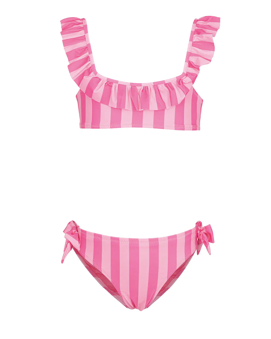 F**K Kids Costume Due Pezzi Fantasia a Strisce Rosa per Bambine