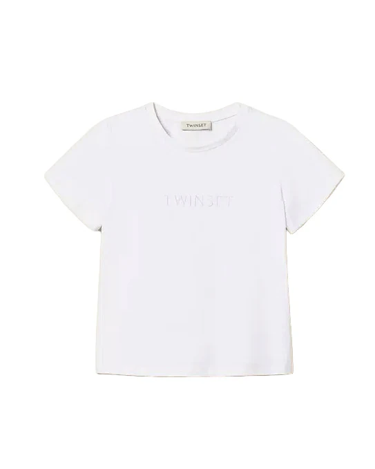 Twinset Kids T-Shirt Off-White con Logo per Bambine