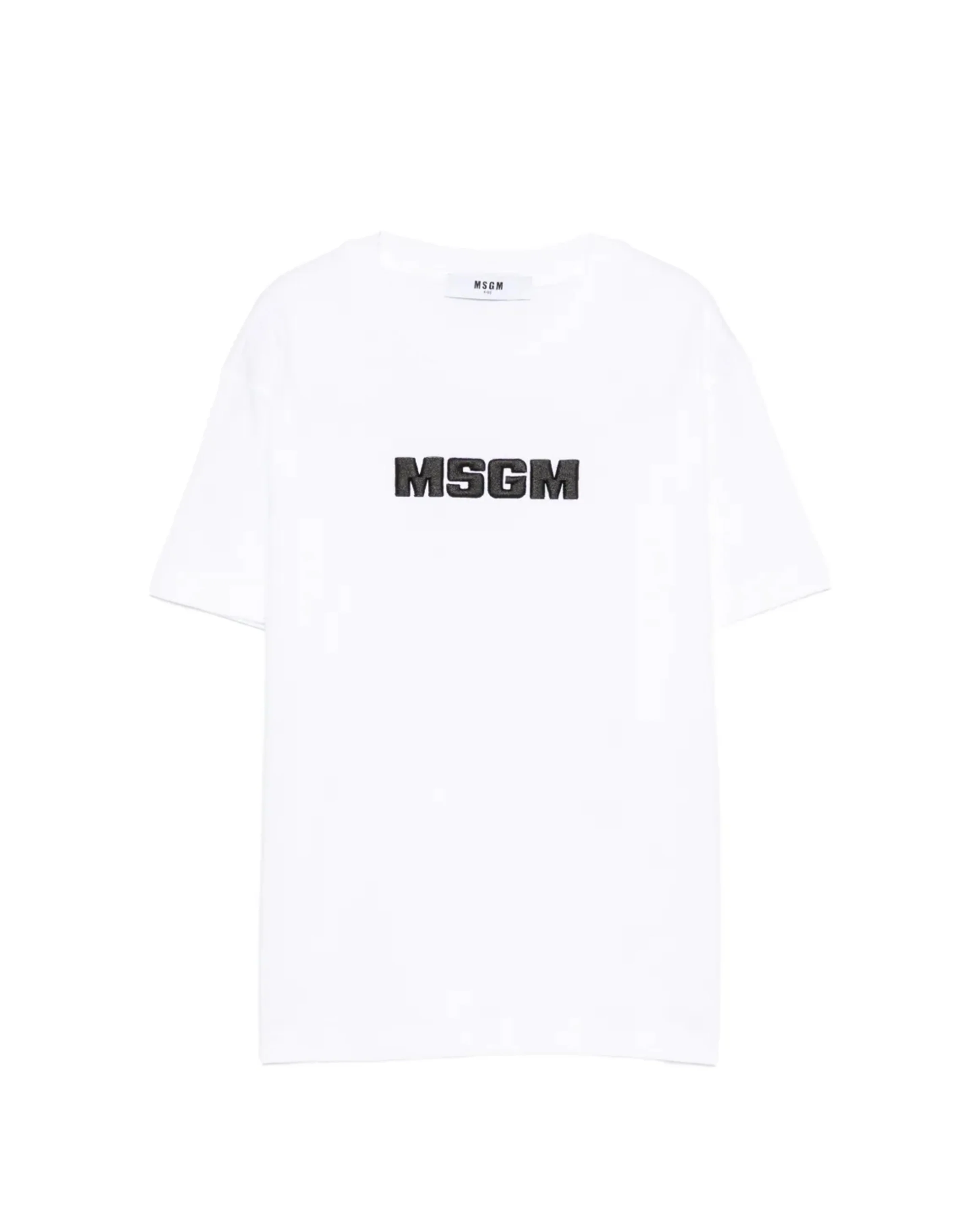 Msgm Kids T-Shirt Bianco con Logo Ricamato per Bambini