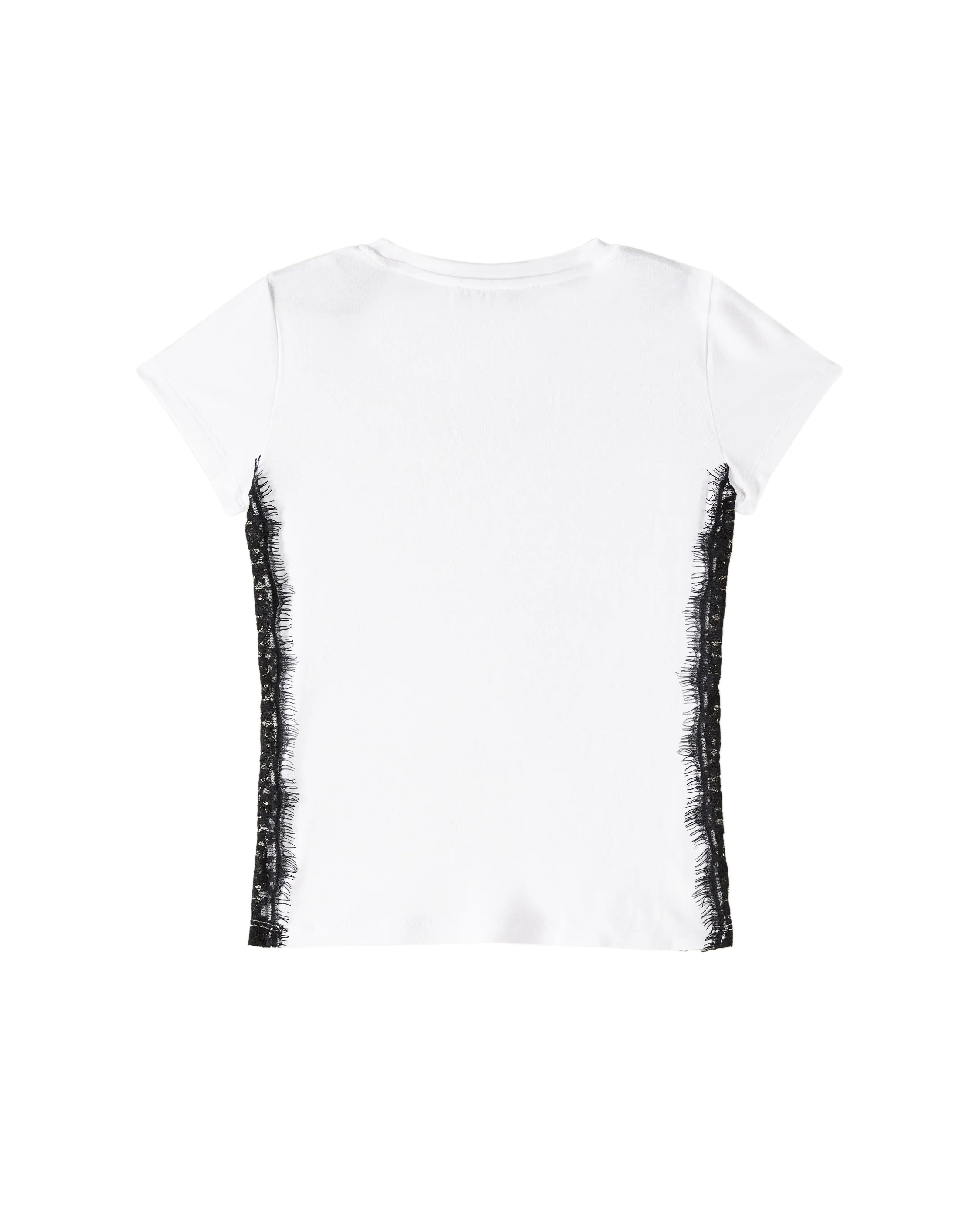 Patrizia Pepe Kids T-Shirt Bianco con Merletto e Logo per Bambine
