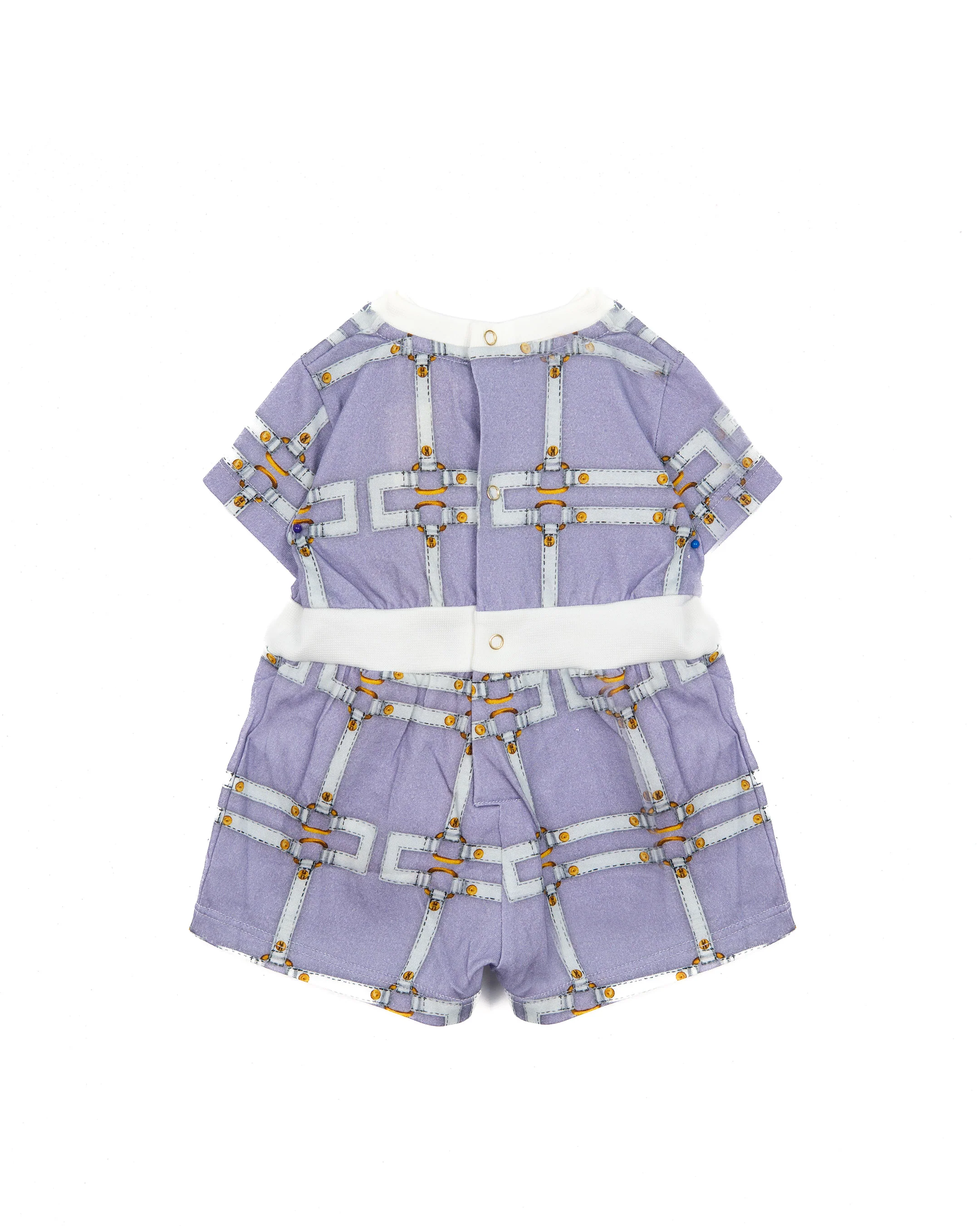 Elisabetta Franchi La Mia Bambina Pagliaccetto Lilla/Avorio con Motivo per Neonate
