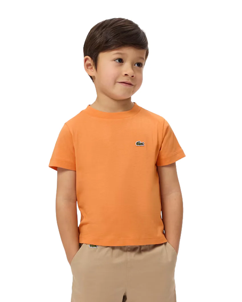 Lacoste Kids T-Shirt Arancione con Ricamo Logo Unisex