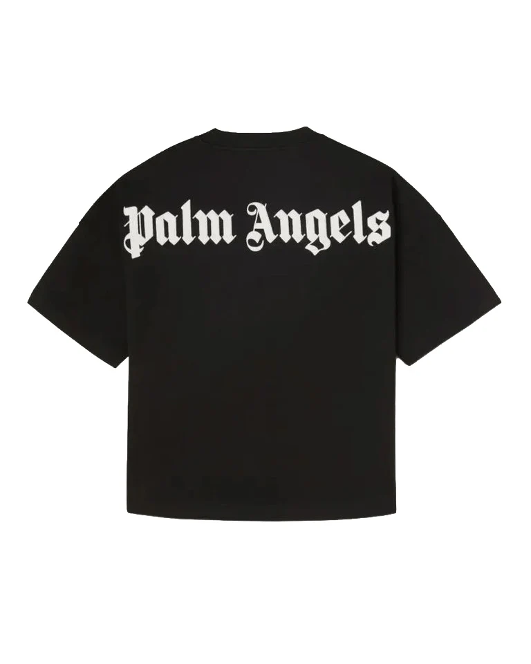 Palm Angels Kids T-Shirt Nero con Stampa Logo per Bambini