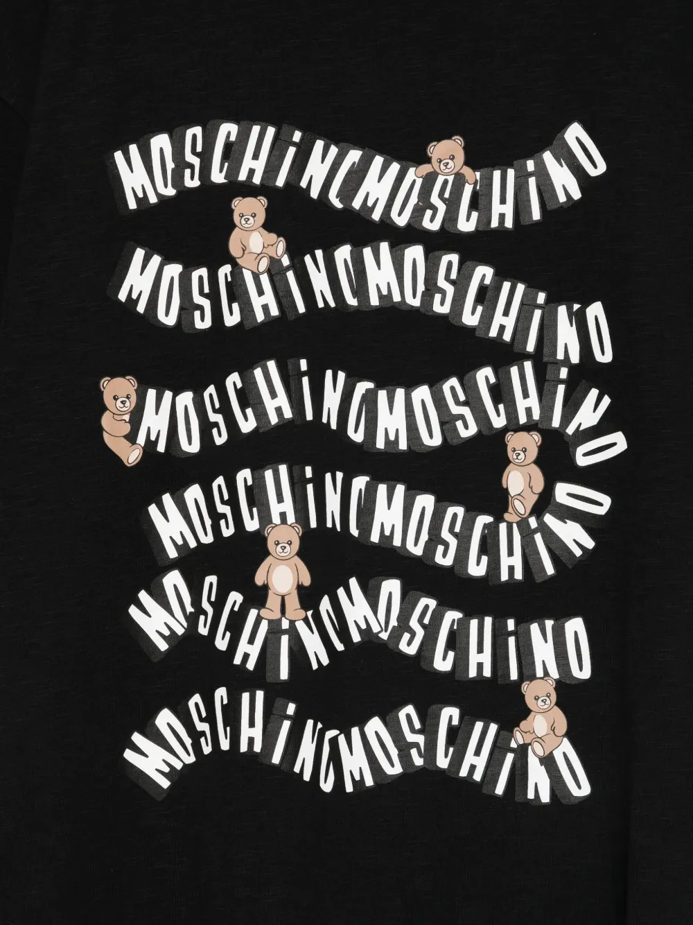 Moschino Kids T-shirt Nero con Logo e Teddy Bear Unisex