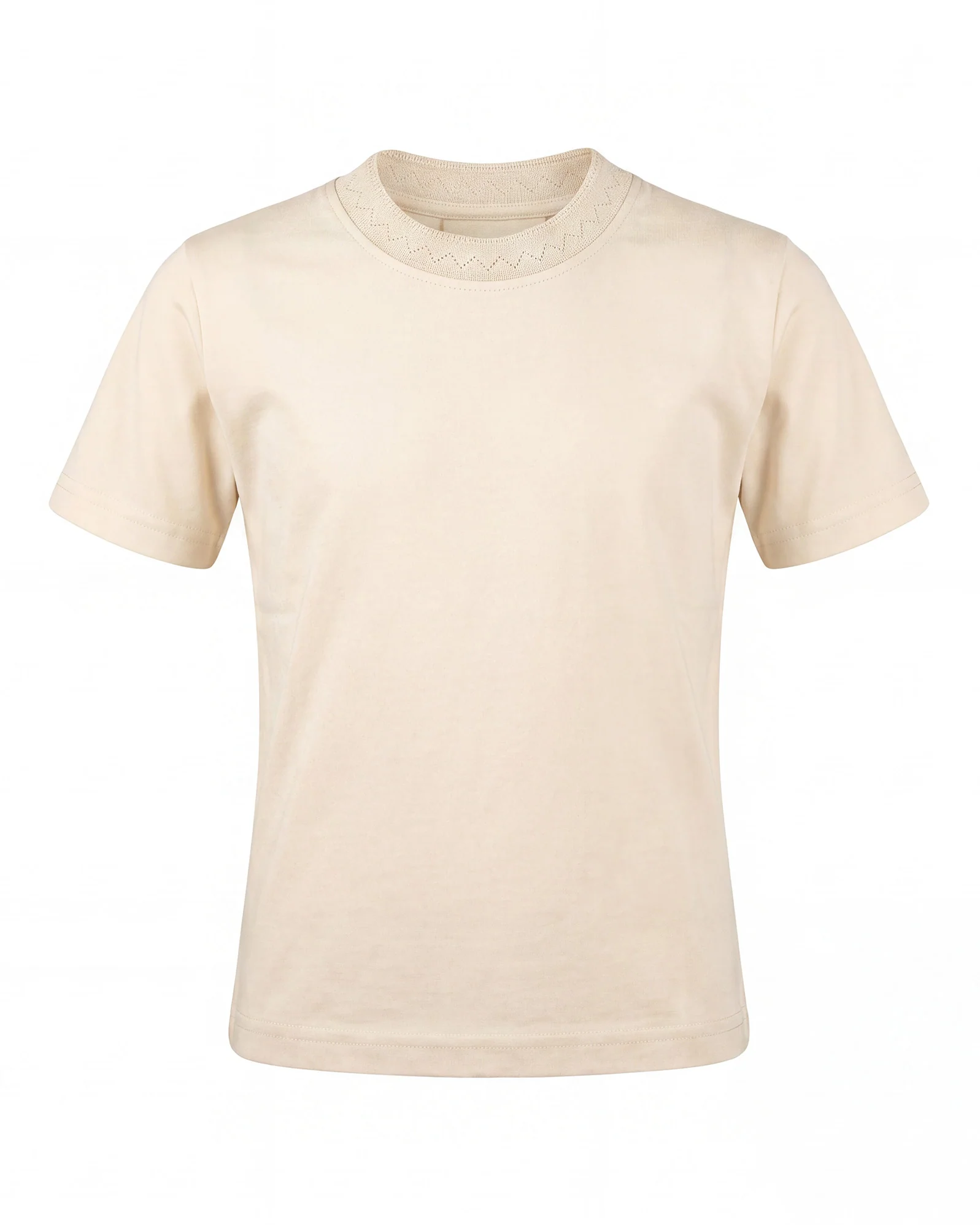 Yes London Kids T-Shirt Beige con Colletto Ricamato per Bambini