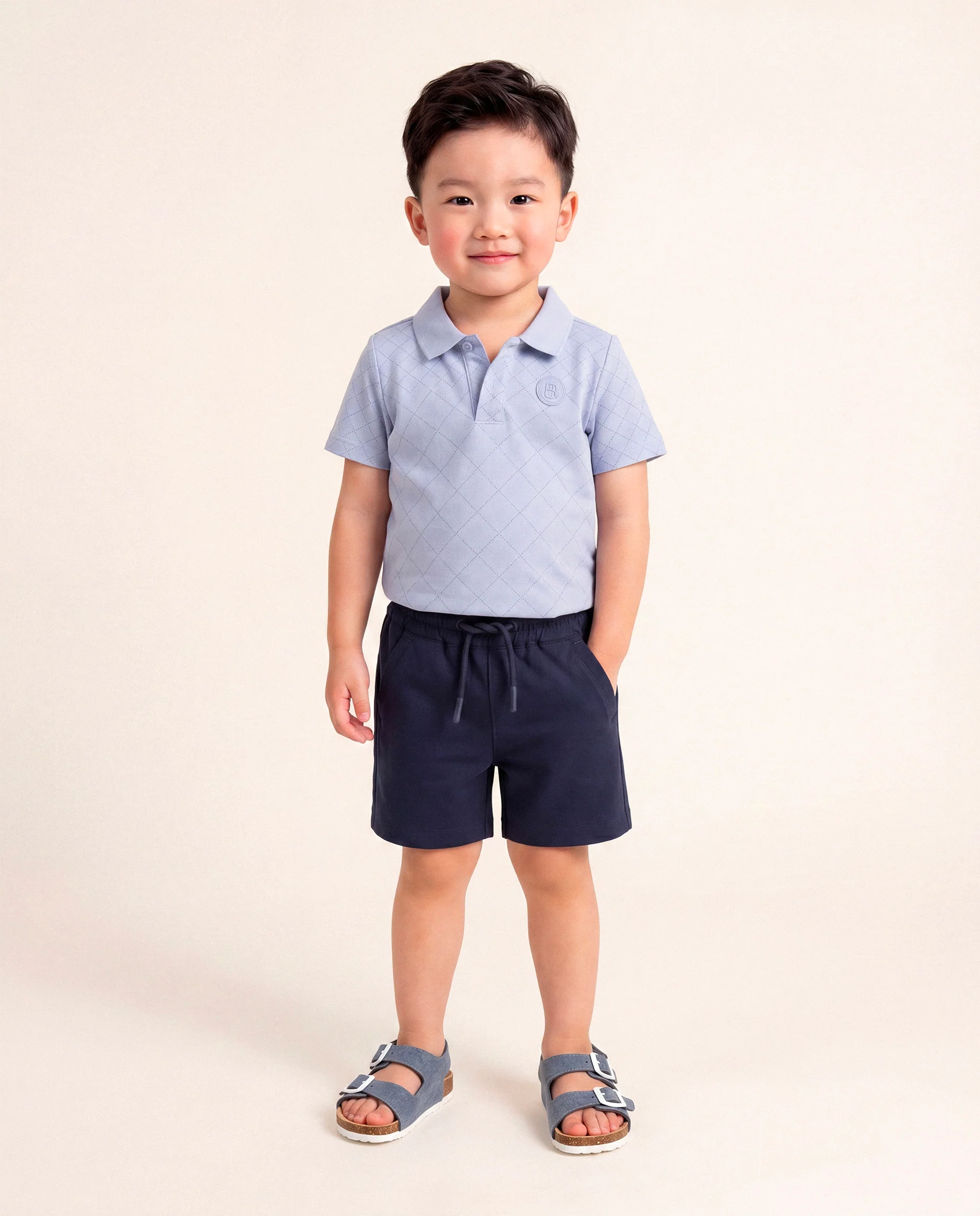 Boss Kids Short Marine con Laccio per Neonati