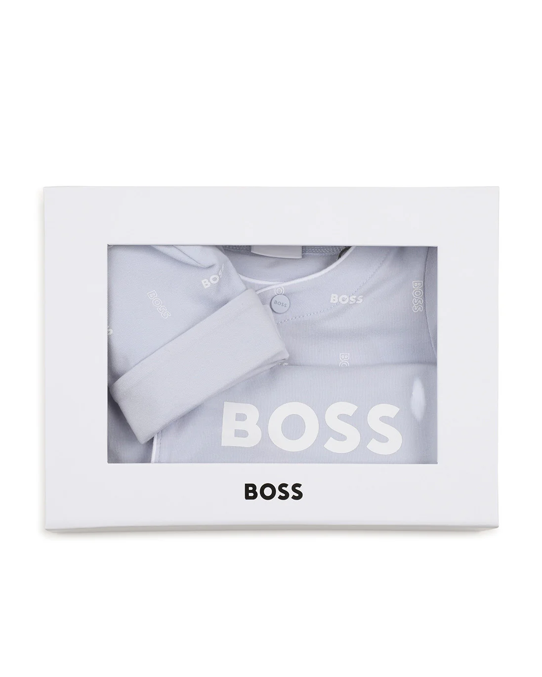Boss Kids Tutina+ Bavetto + Cappello Blu Cielo All-Over per Neonati