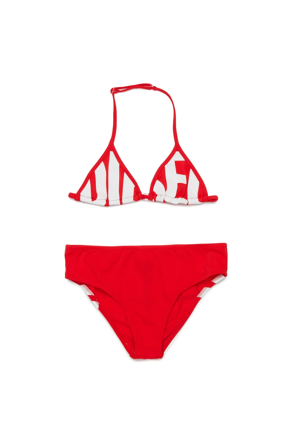 Diesel Kids Bikini Rosso con Stampa Logo a Contrasto per Bambine