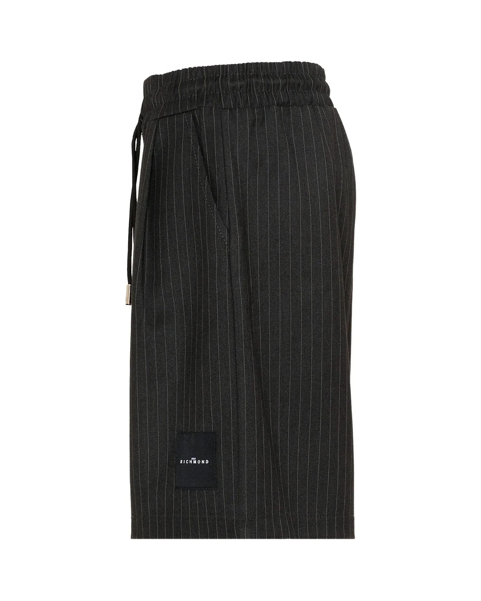 John Richmond Kids Bermuda Nero Gessato con Logo per Bambini