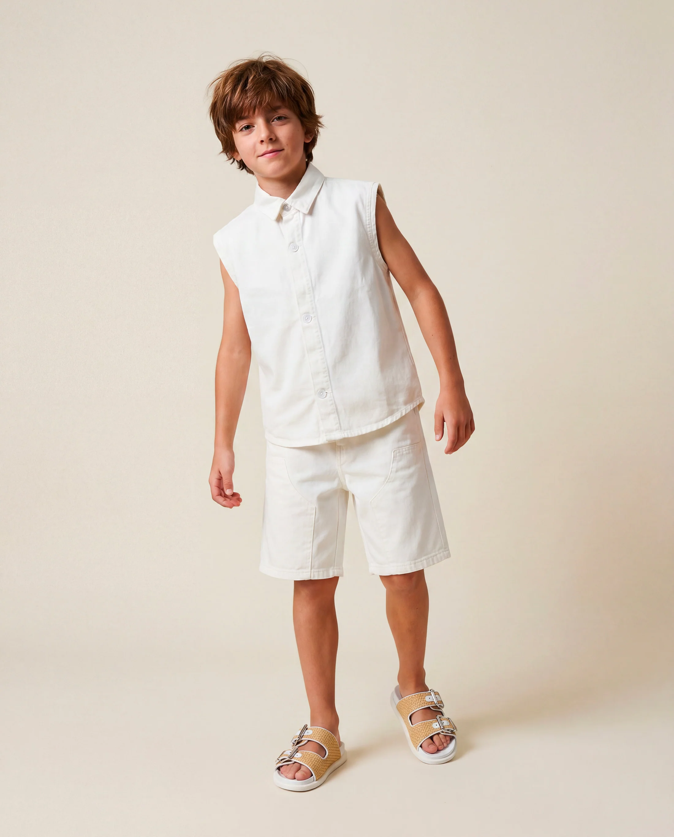 I'M Brian Kids Short in Denim Bianco per Bambini
