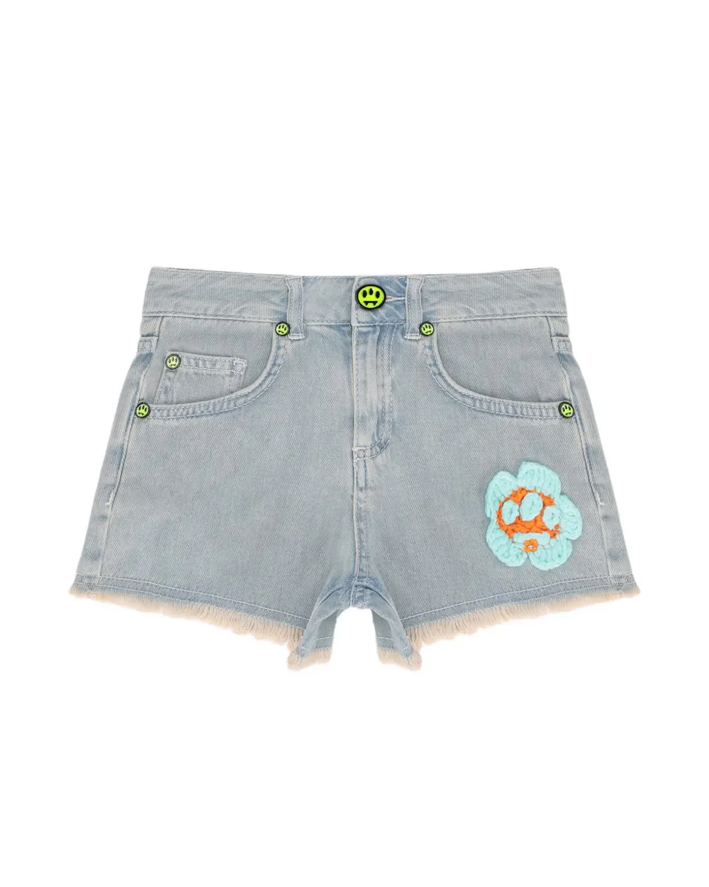 Barrow Kids Short in Denim con Logo e Toppe per Bambine