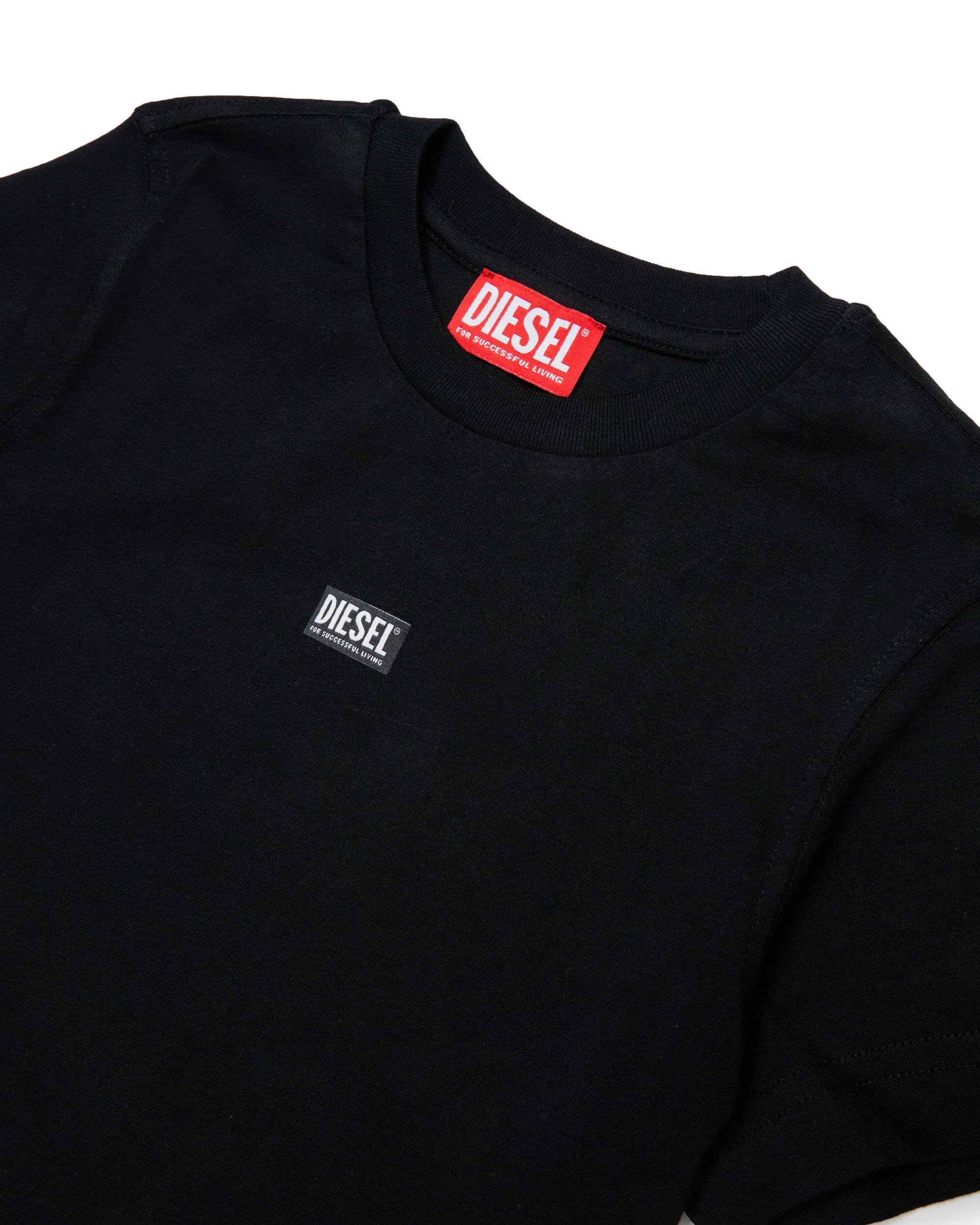 Diesel Kids T-shirt Nera con Etichetta Logo Unisex per Bambini