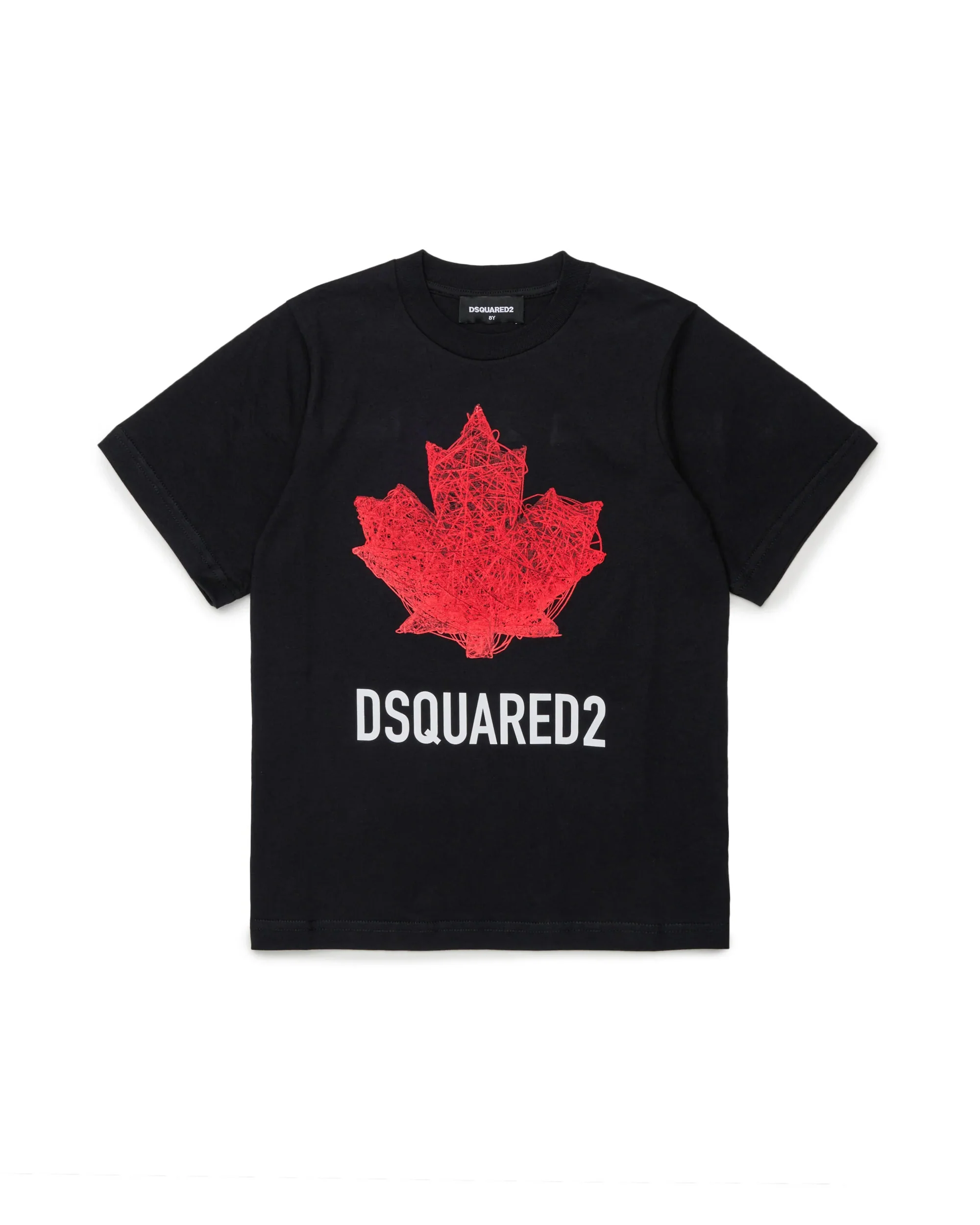 Dsquared2 Kids T-shirt Nera con Stampa Logo Foglia D'acero per Bambini