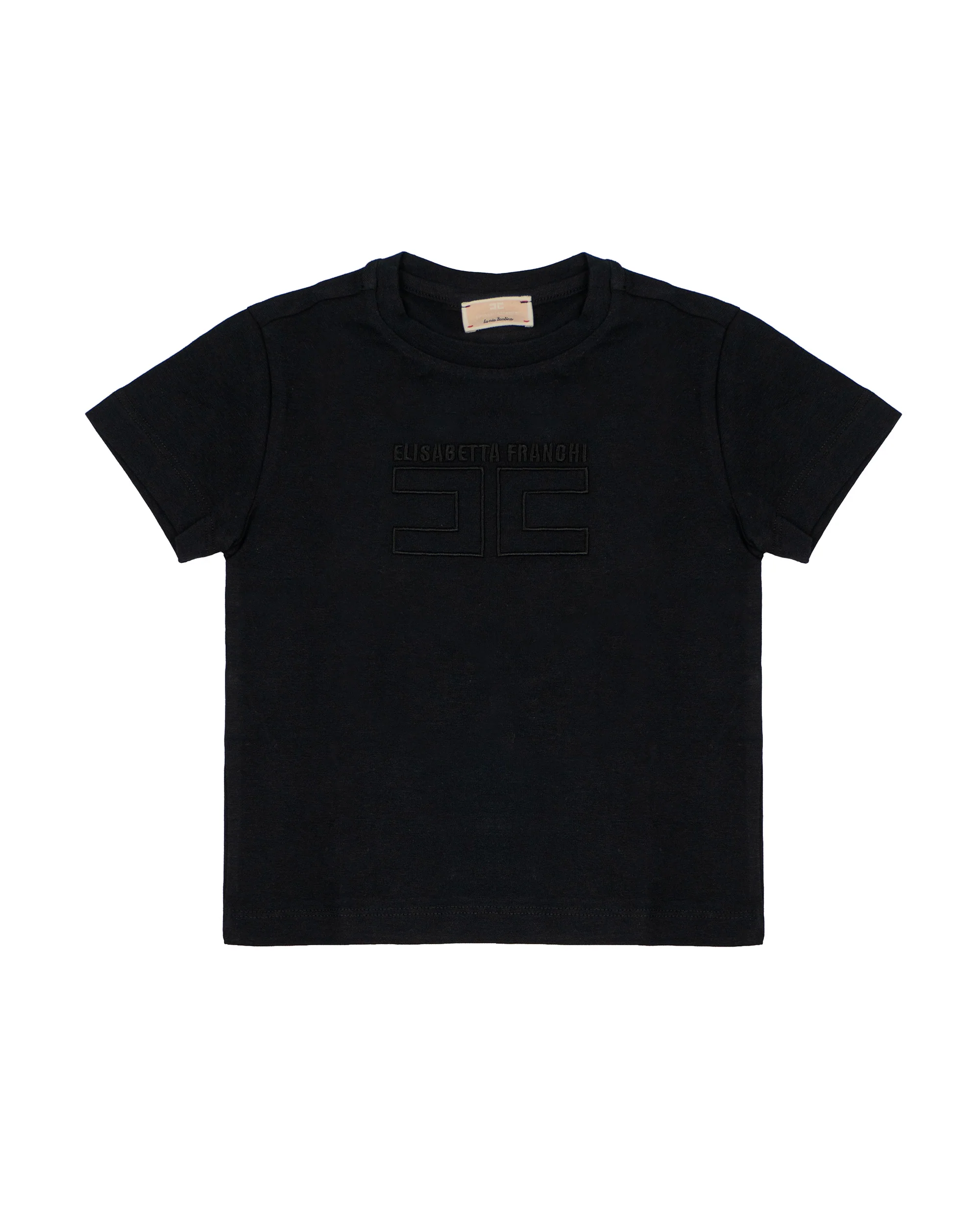 Elisabetta Franchi La Mia Bambina T-Shirt Nero con Logo Ricamato per Neonate