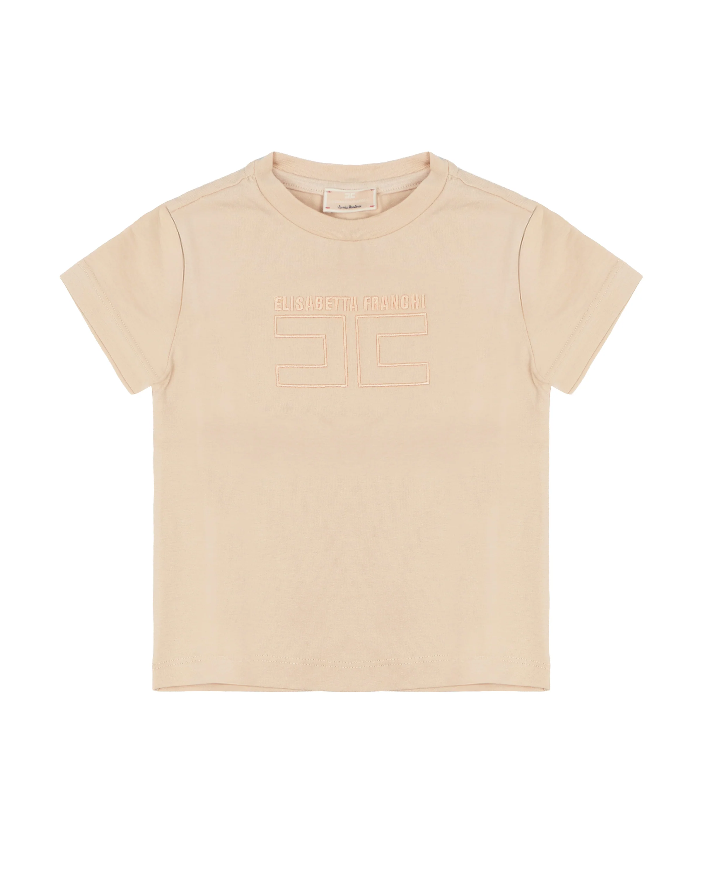 Elisabetta Franchi La Mia Bambina T-Shirt Rosa con Logo Ricamato per Neonate