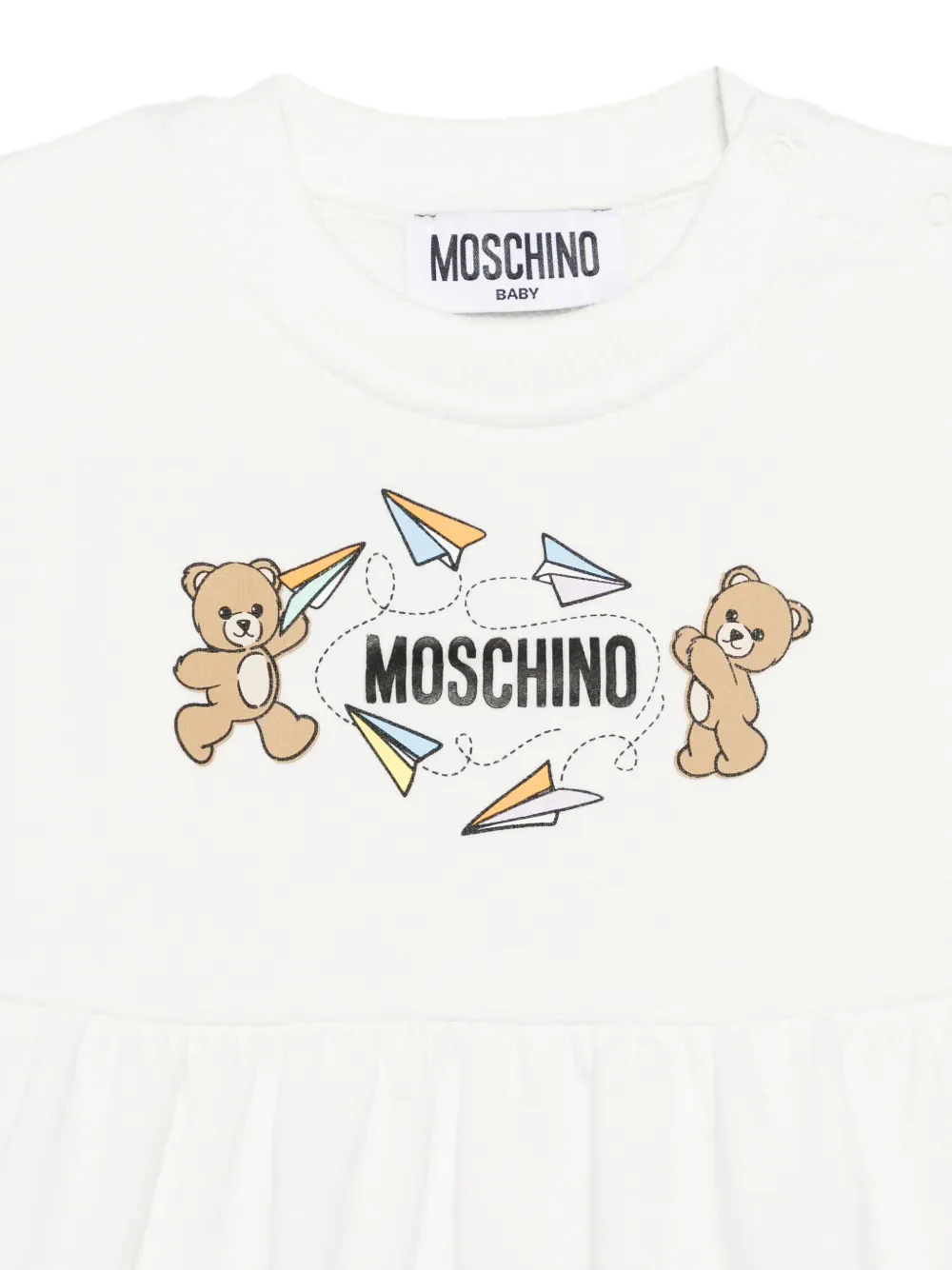 Moschino Kids Abito Panna con Logo Teddy Bear per Neonate