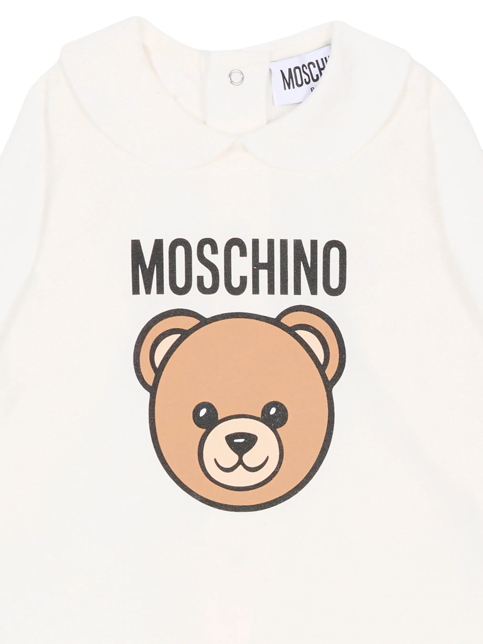 Moschino Kids Tutina Panna con stampa Logo Teddy Unisex per Neonati
