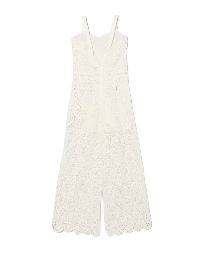 Twinset Kids Tuta Off-White in Pizzo per Bambine