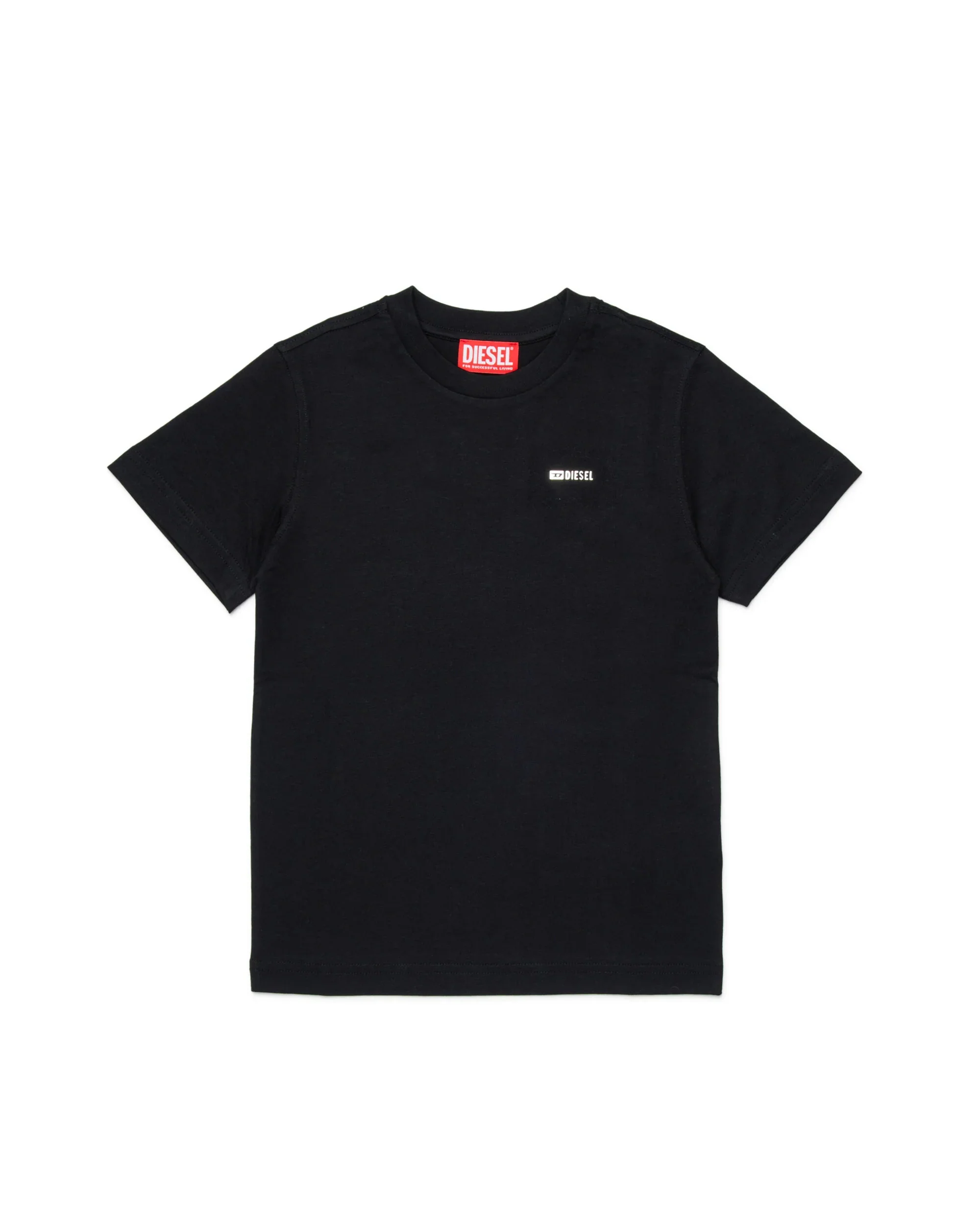 Diesel Kids T-shirt Nera con Dettaglio Logo Metallico Unisex per Bambini
