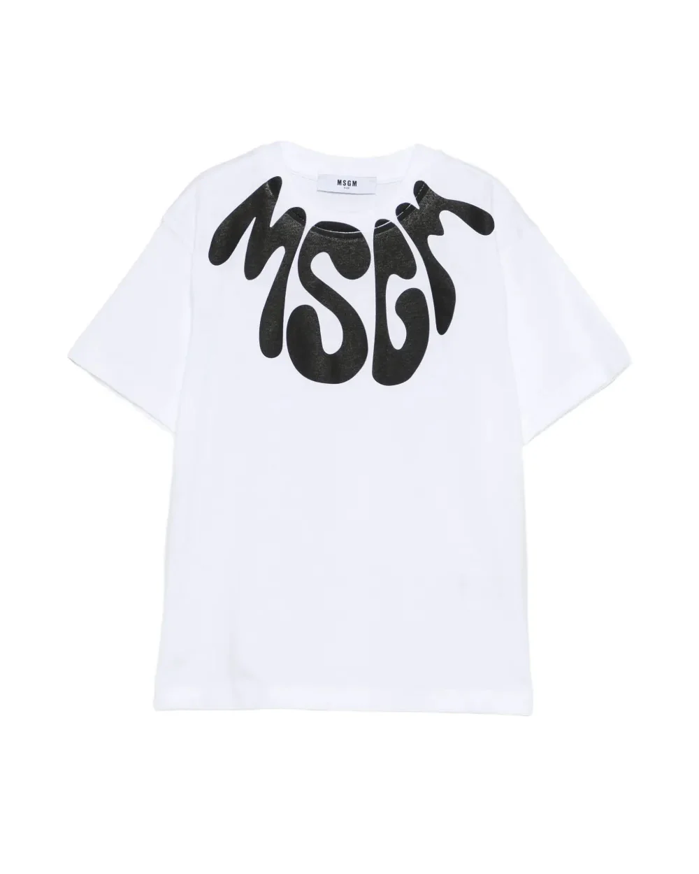Msgm Kids T-Shirt Bianco con Stampa Nero Unisex