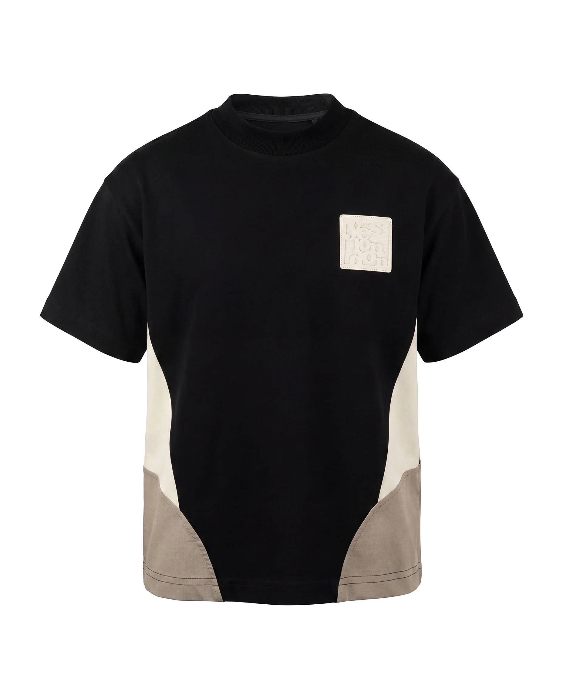 Yes London Kids T-Shirt Nero con Dettagli Fango e Beige con Logo per Bambini