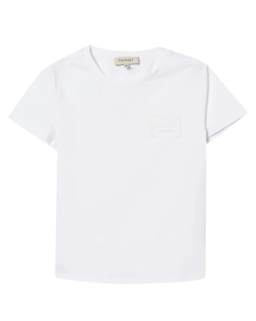 Twinset Kids T-Shirt Off-White con Logo per Bambine
