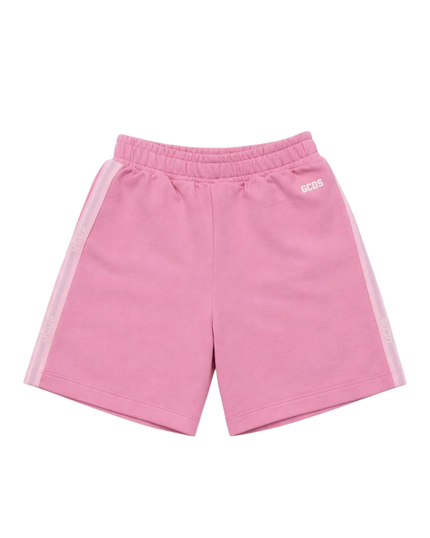 Gcds Kids Short Rosa con Bande Laterali Logate per Bambine