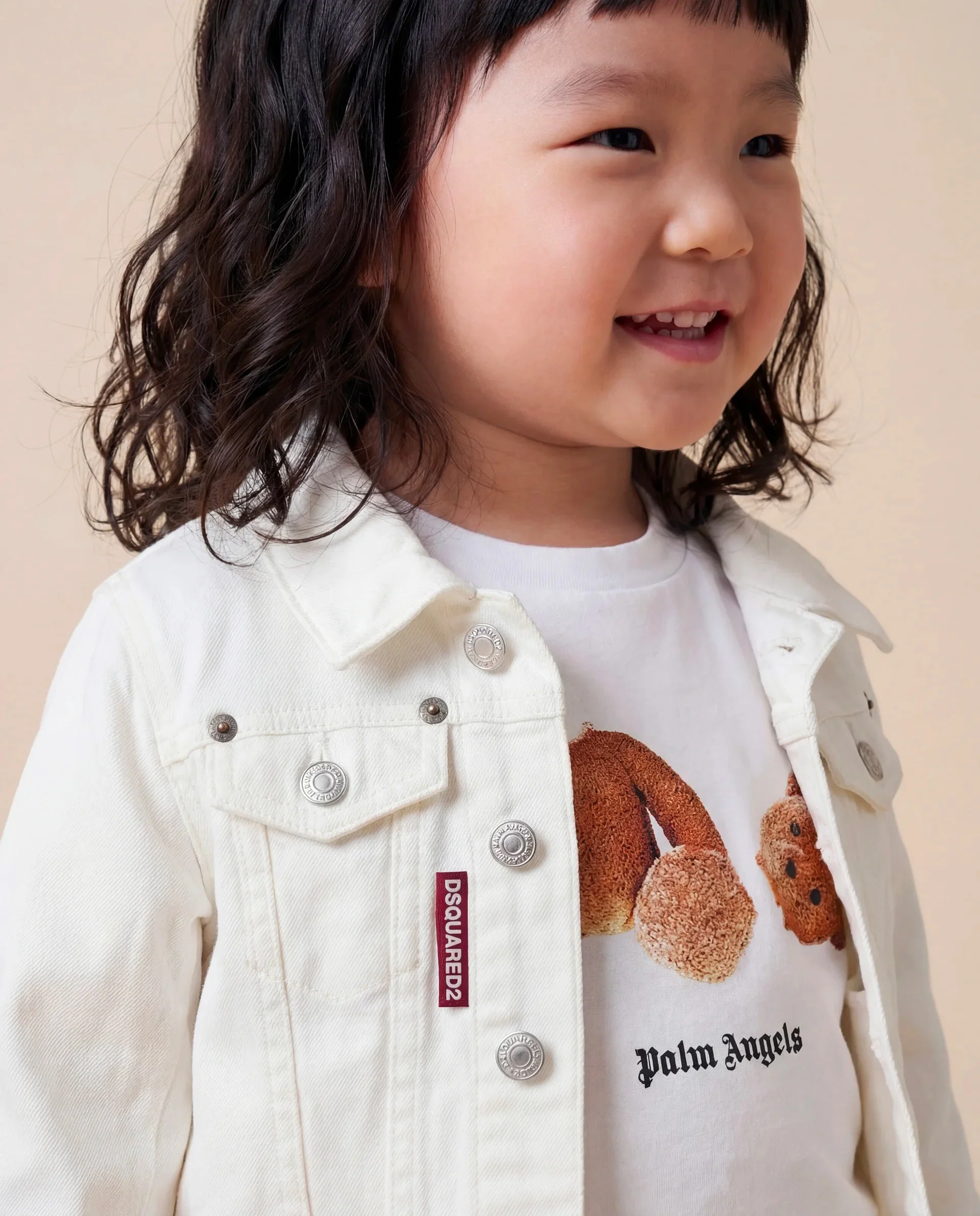 Palm Angels Kids T-Shirt Bianco con Stampa Orsetto per Bambini