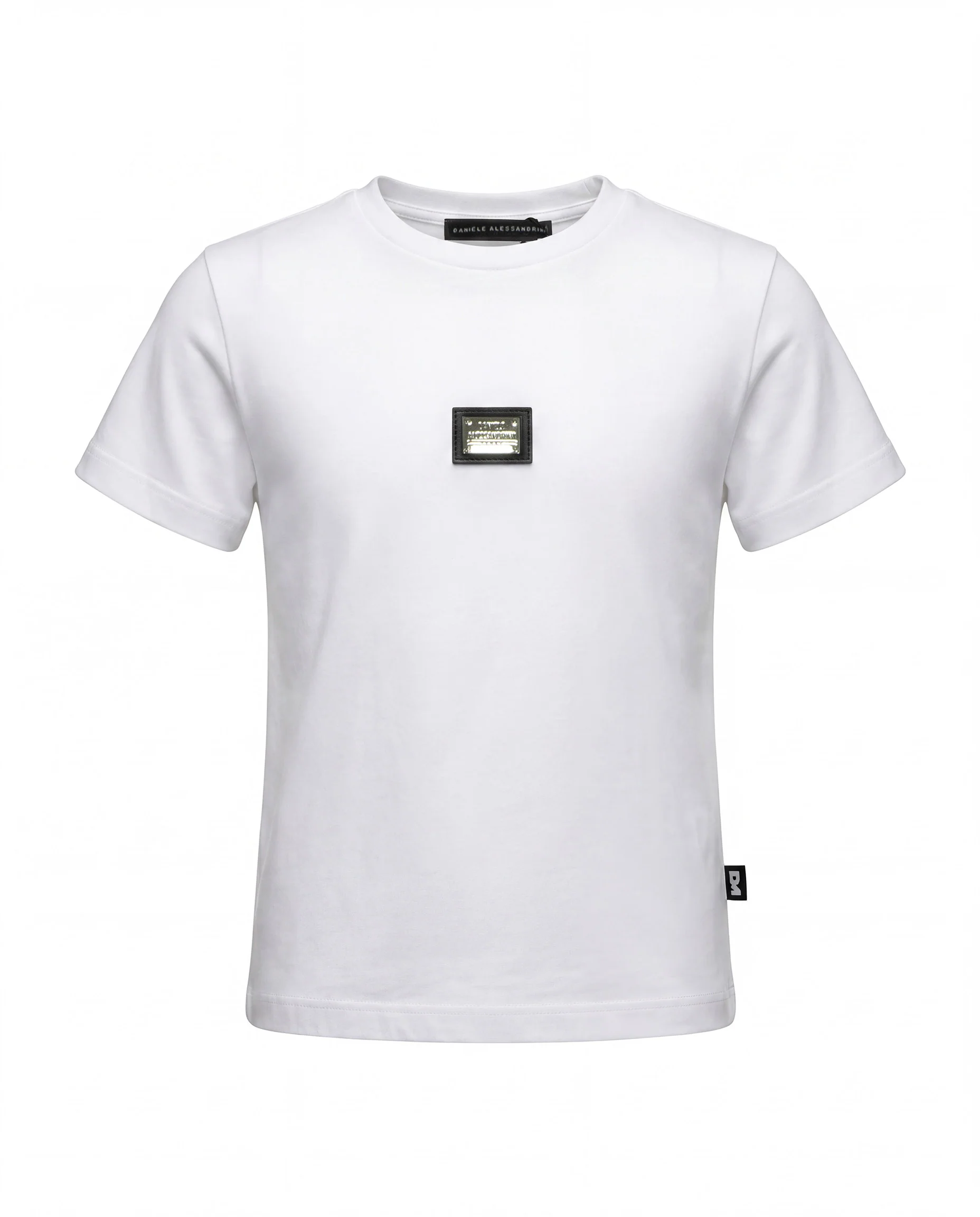 Daniele Alessandrini Kids T-Shirt Bianco con Targhetta Logo per Bambini