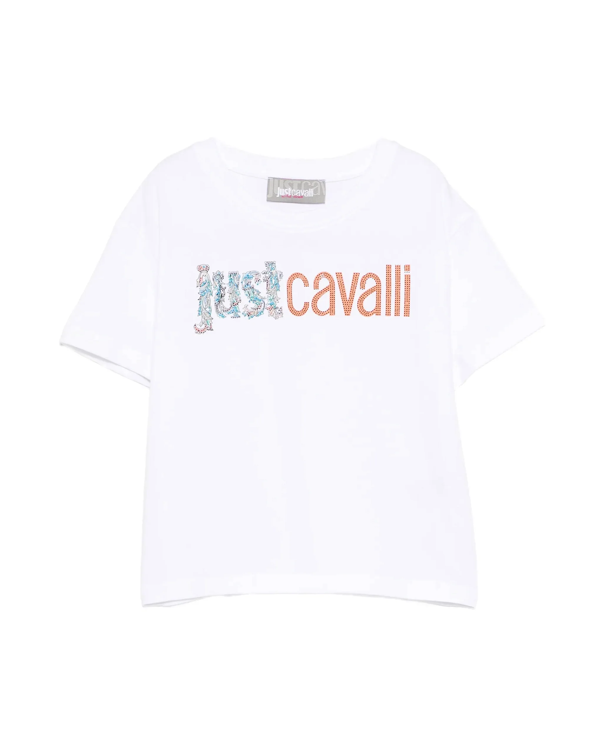 Just Cavalli Kids T-Shirt Bianco con Stampa Logo per Bambine