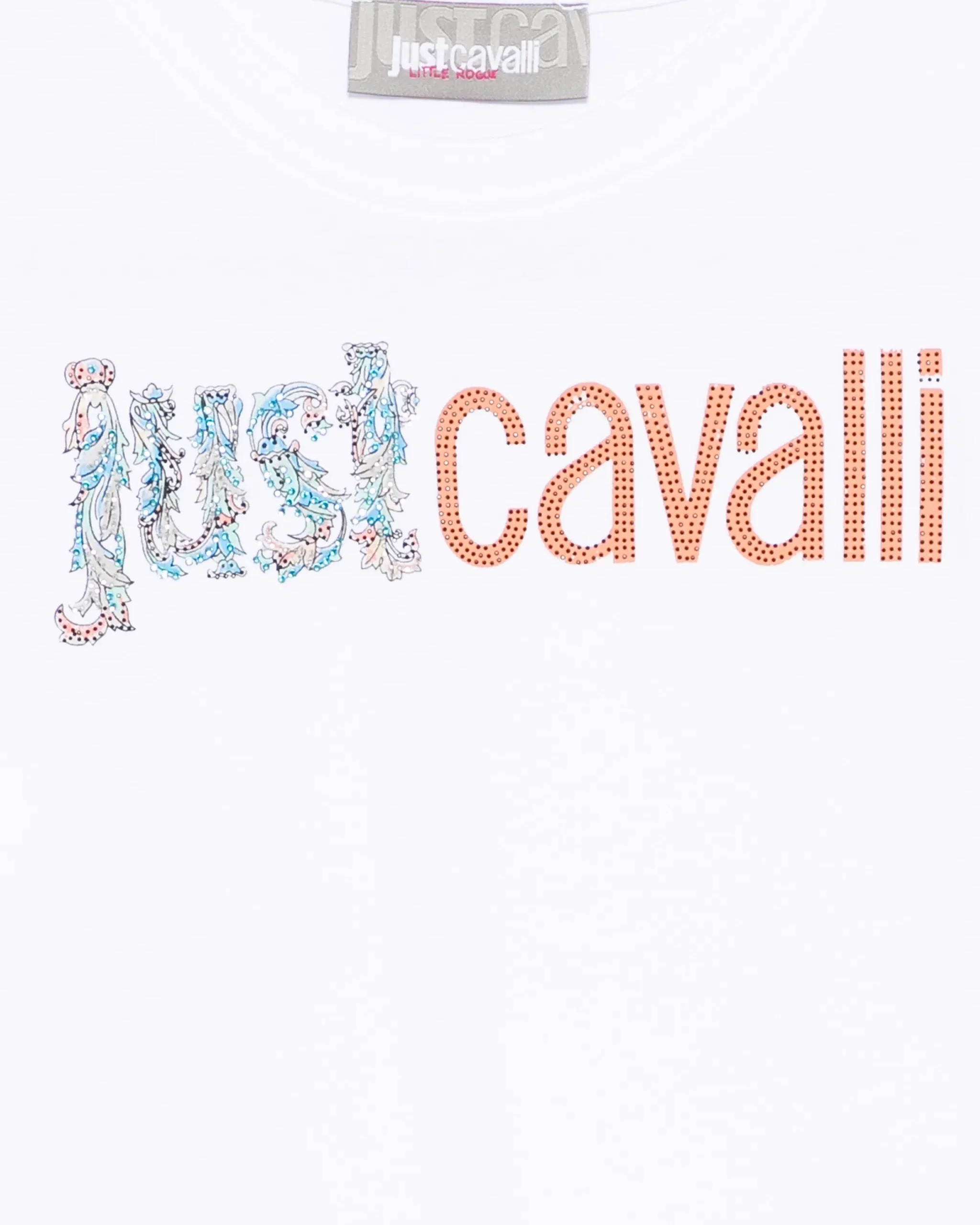 Just Cavalli Kids T-Shirt Bianco con Stampa Logo per Bambine