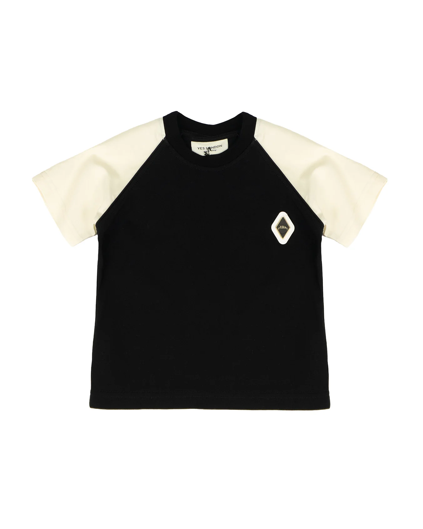 Yes London Kids T-Shirt Nero e Beige con Logo per Bambini