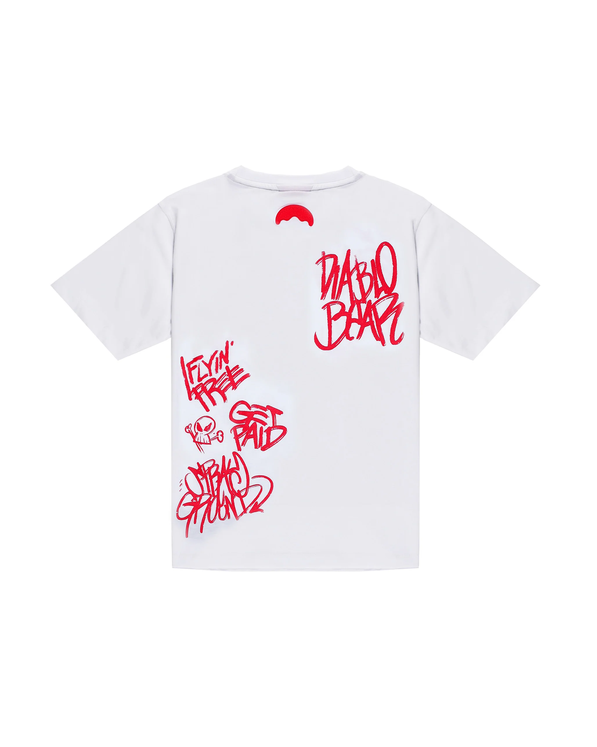 Sprayground Kids T-Shirt Bianco con Stampa a Contrasto Rosso per Bambini