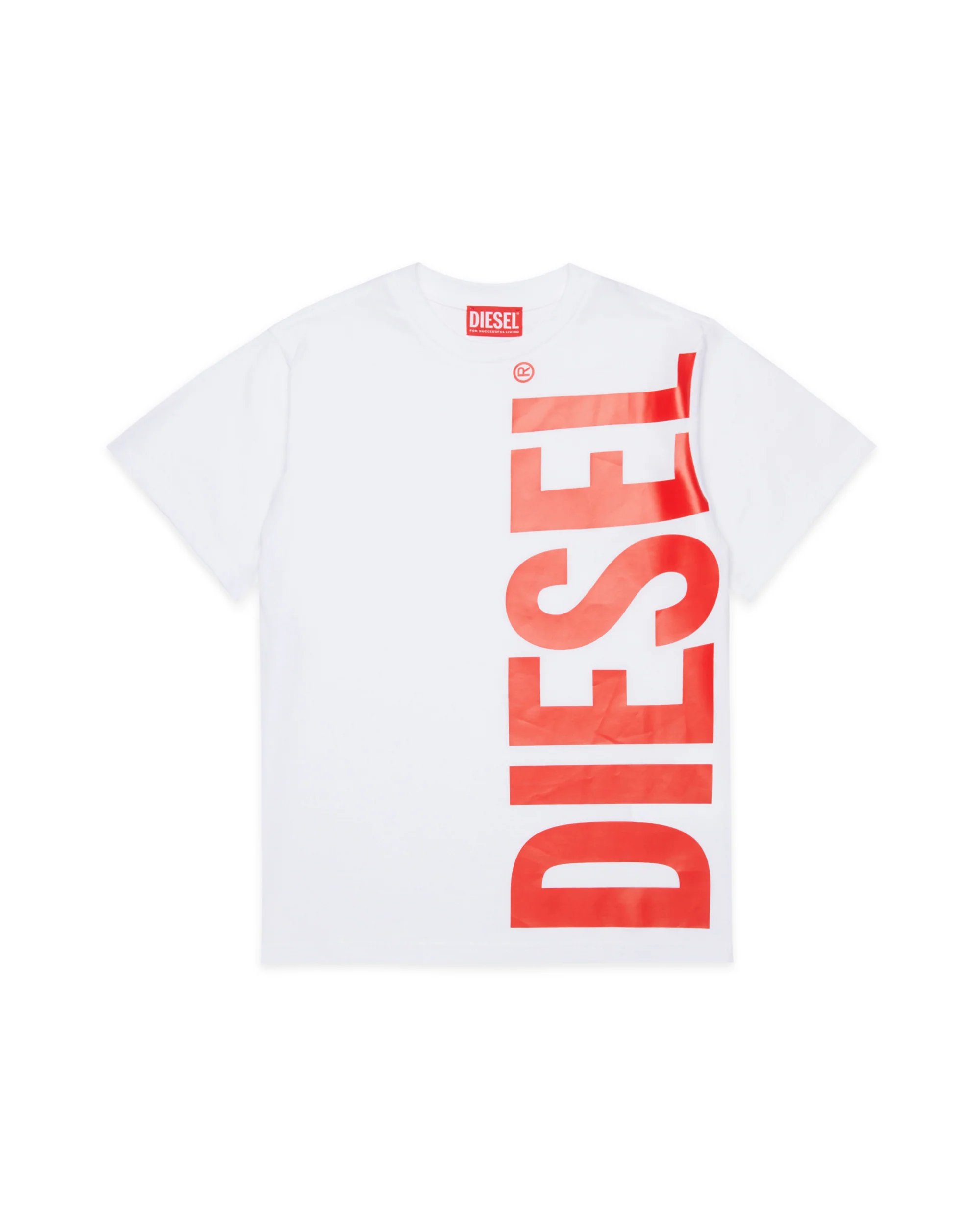 Diesel Kids T-Shirt Bianca con MAxi Stampa Logo a Contrasto Unisex per Bambini