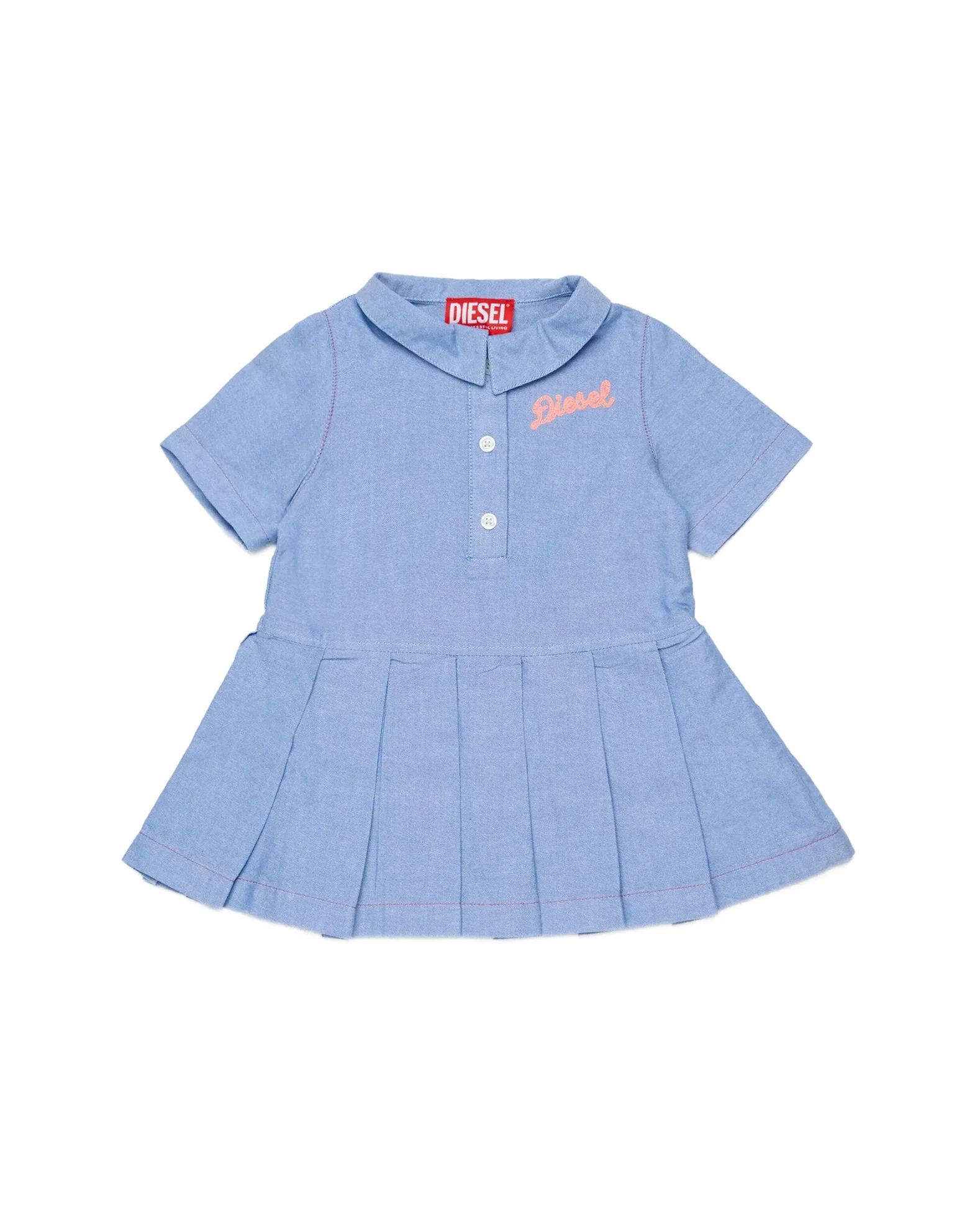 Diesel Kids Abito College Celeste con Applicazione Logo per Neonate