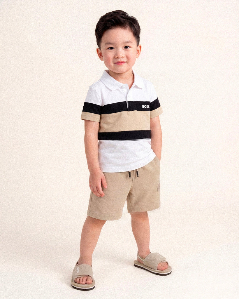 Boss Kids Bermuda Beige in Cotone per Neonati