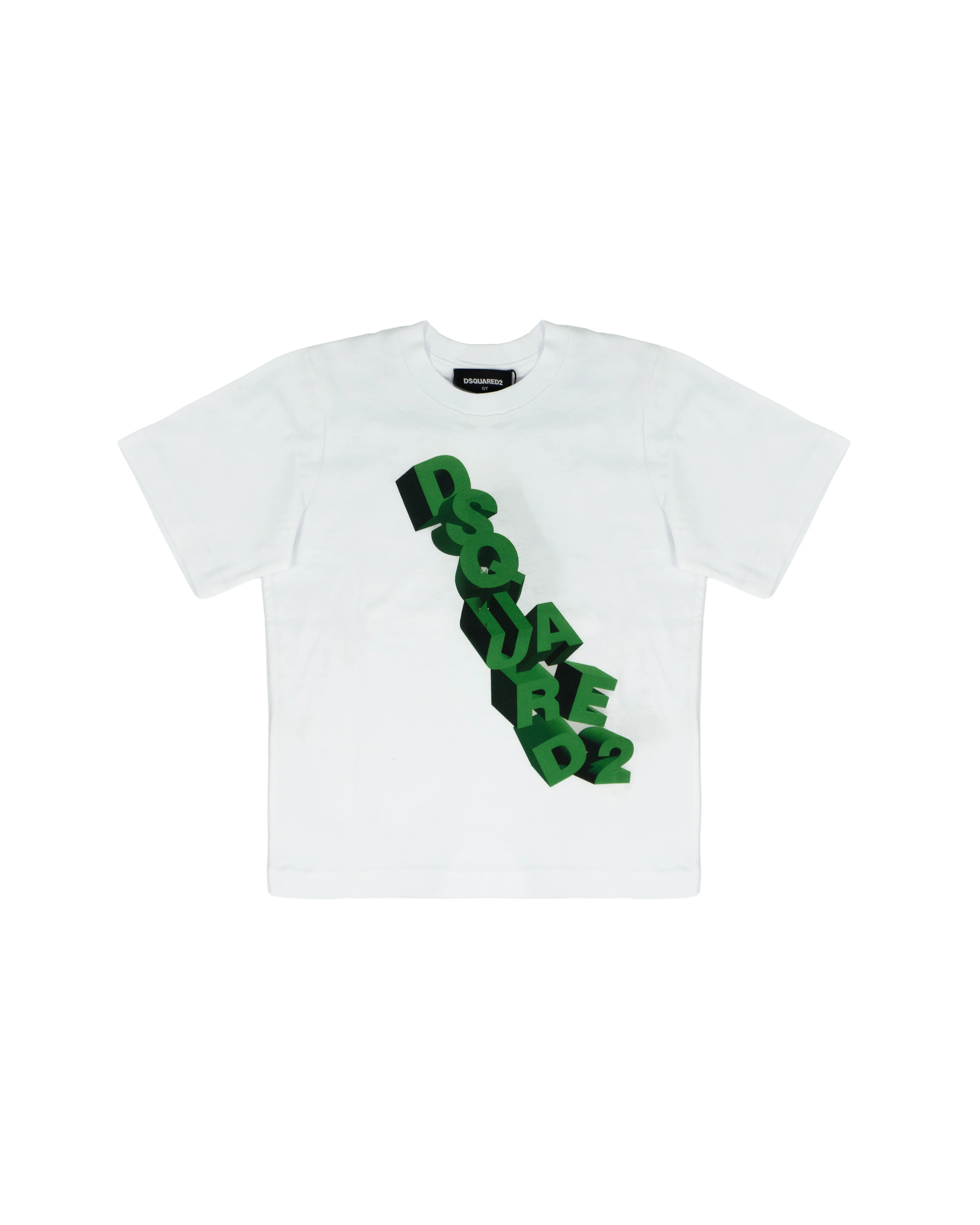 Dsquared2 Kids T-Shirt Bianco con Stampa Logo Verde per Bambini