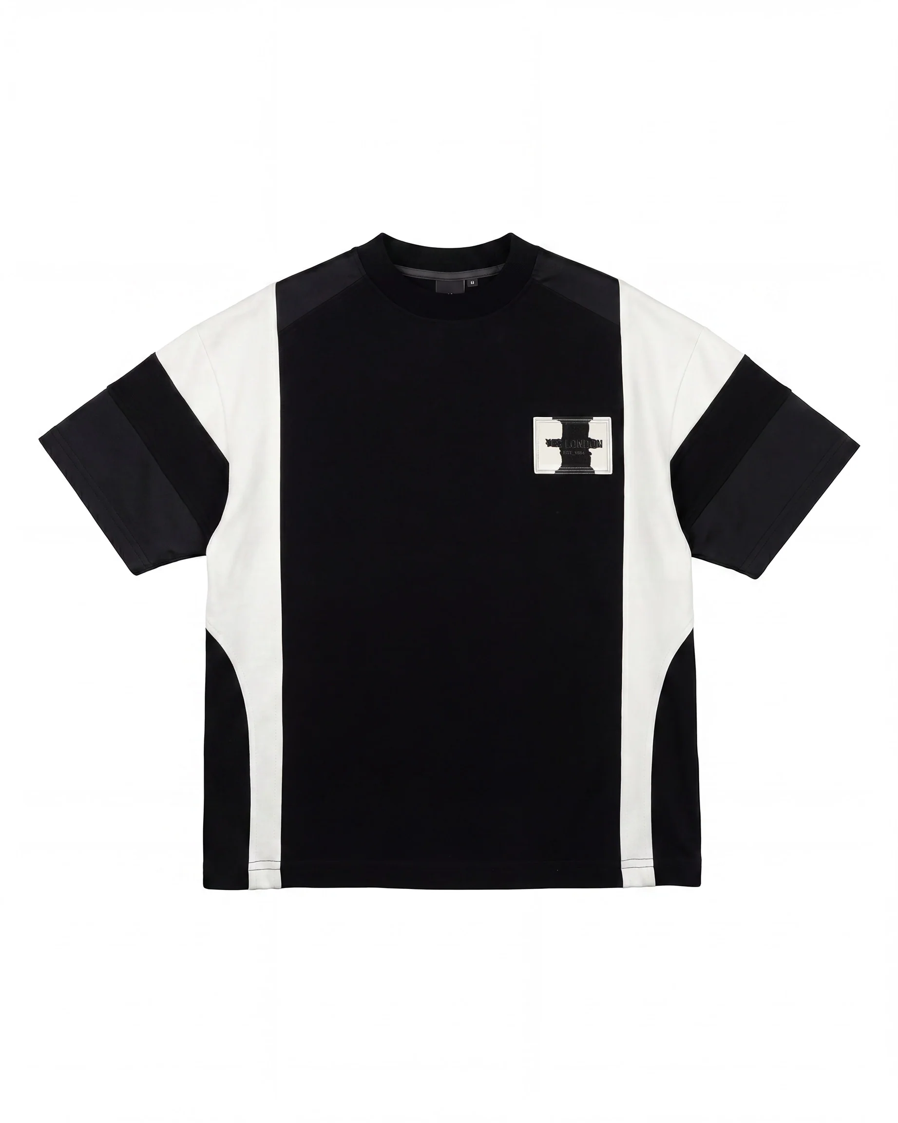 Yes London Kids T-Shirt Nero con Blocchi di Colore a Contrasto e Logo in Rilievo per Bambini