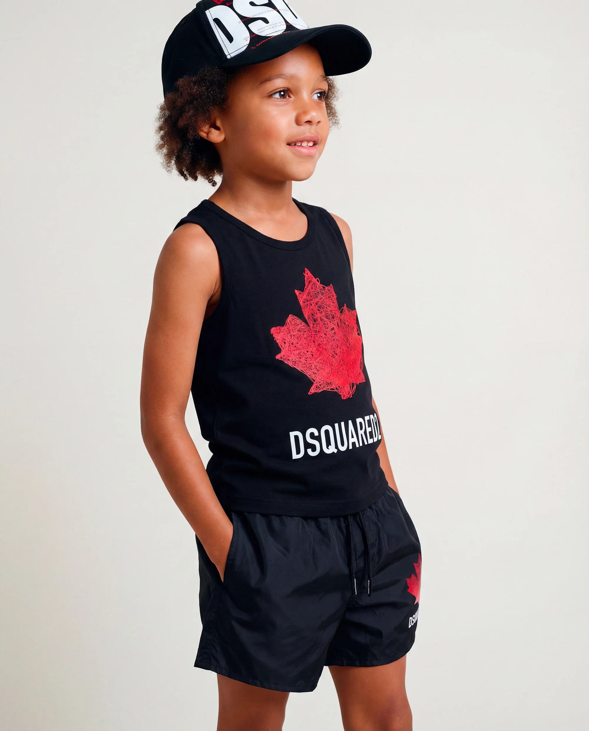 Dsquared2 Kids Costume Nero con Stampa Logo per Bambini