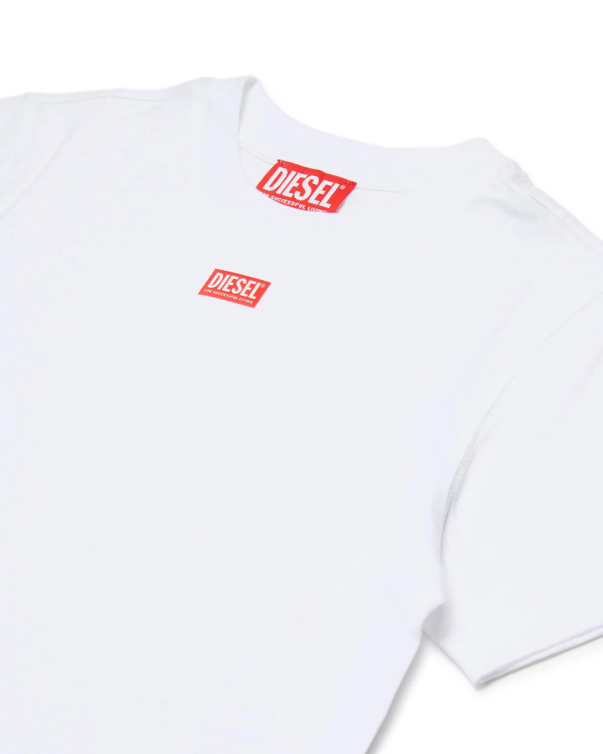 Diesel Kids T-shirt Bianca con Etichetta Logo Frontale Unisex per Bambini